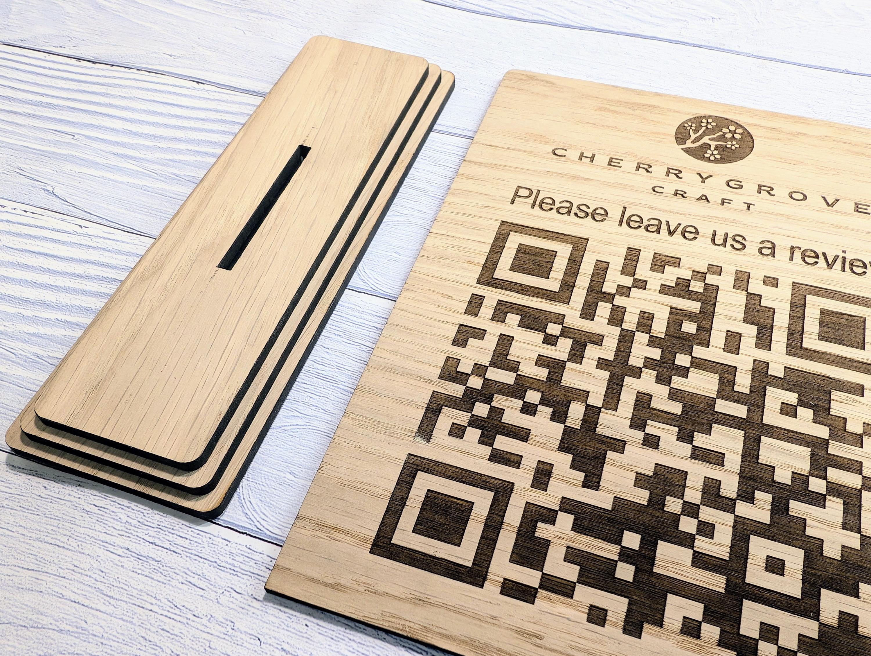 QR Code 'Leave us a review' Custom Wooden Table Sign, Personalised Logo & Link, Eco-Friendly, XL Size | Google, Trustpilot, Tripadvisor etc - Image 7