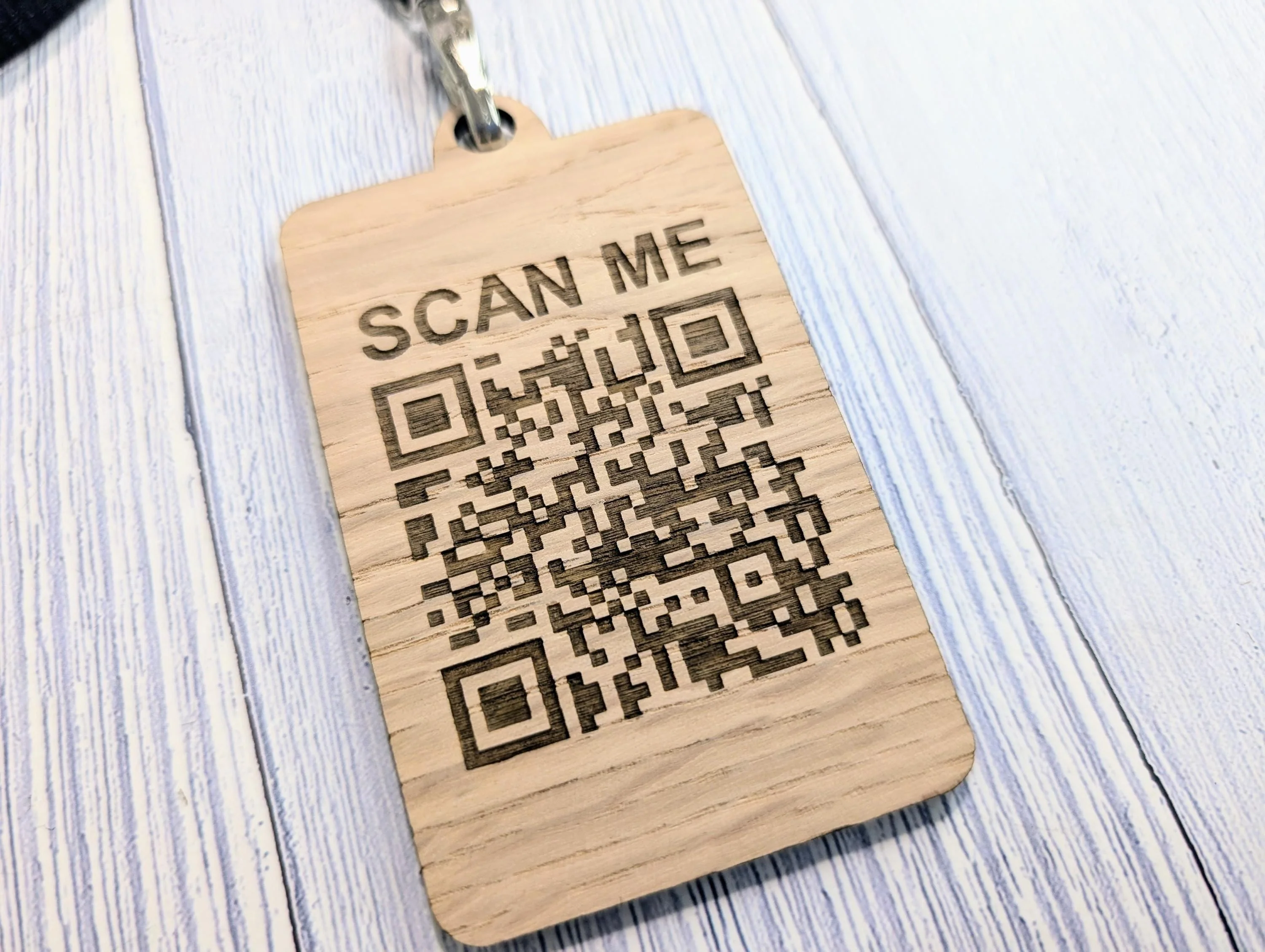 QR Code Name Badges, Double Sided, Eco Lanyards, Personalised Oak Veneer Staff Name Badges on Eco Lanyards - Custom Badges, Staff Tags, Logo - Image 7
