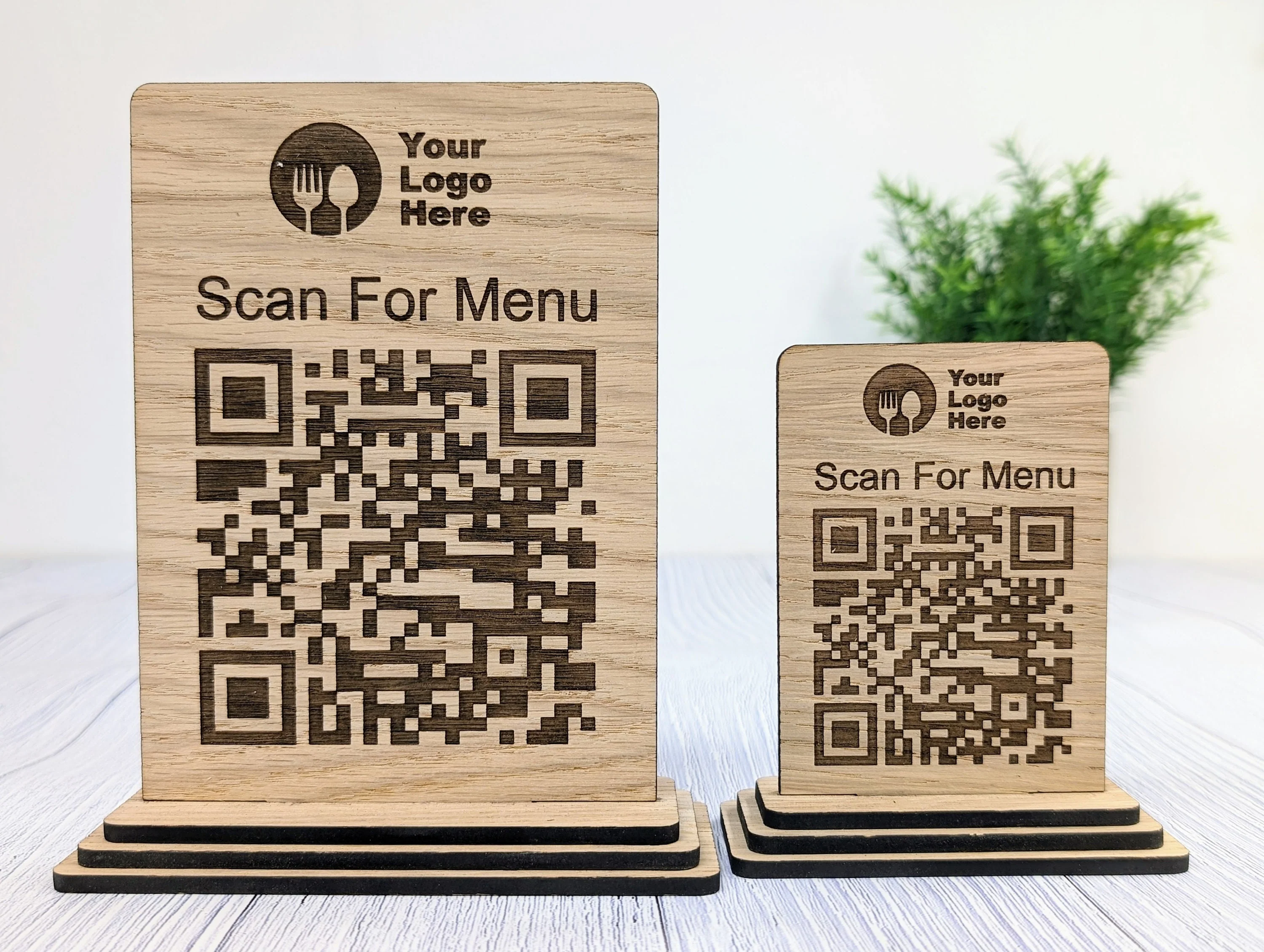 QR Code 'Scan for Menu' Wooden Sign - Add Your Logo, Ideal for Restaurants, Bars, Cafes, Hotels, Eco-Friendly, Custom Design in 2 Sizes - Image 11