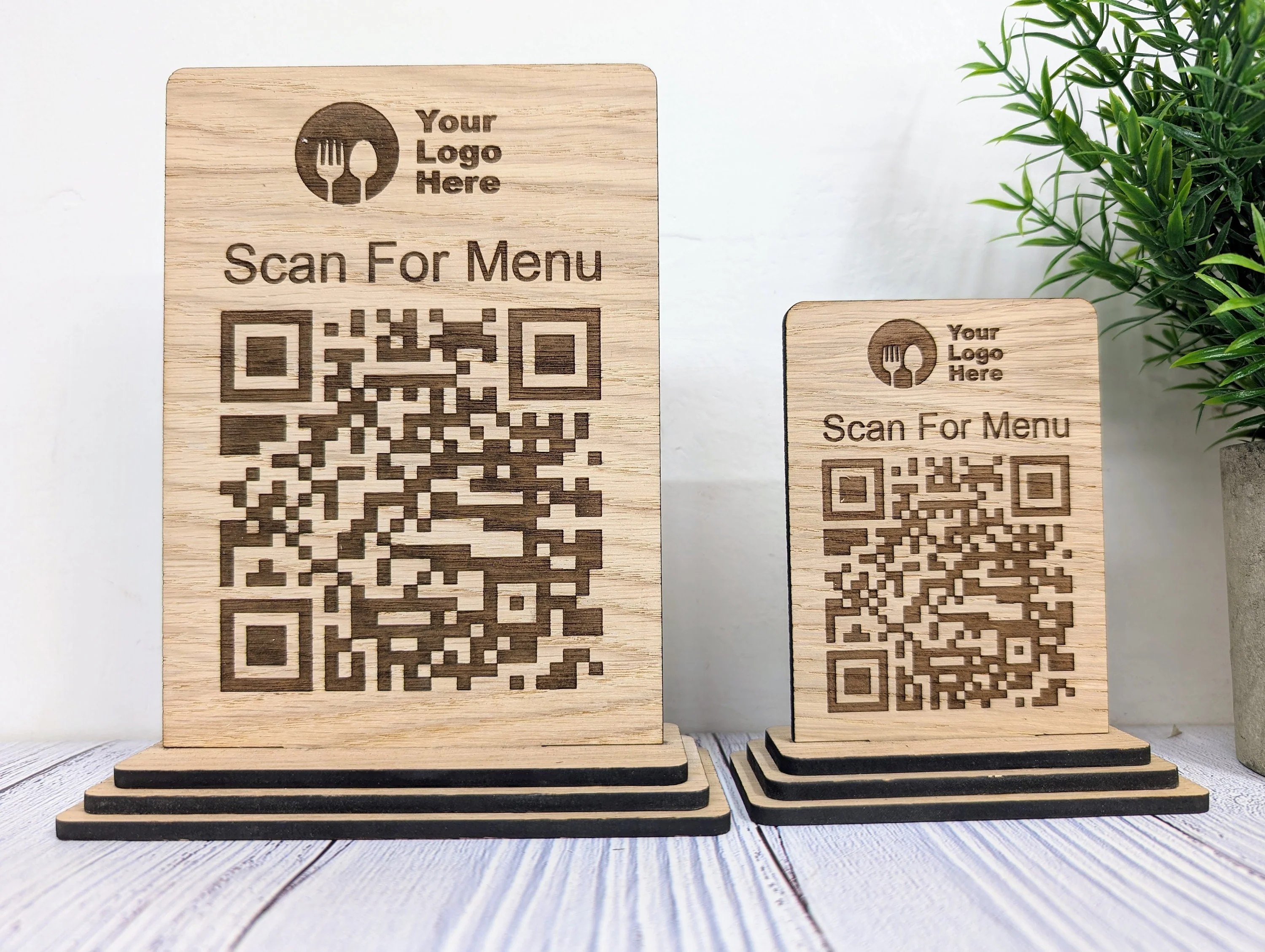 QR Code 'Scan for Menu' Wooden Sign - Add Your Logo, Ideal for Restaurants, Bars, Cafes, Hotels, Eco-Friendly, Custom Design in 2 Sizes - Image 5