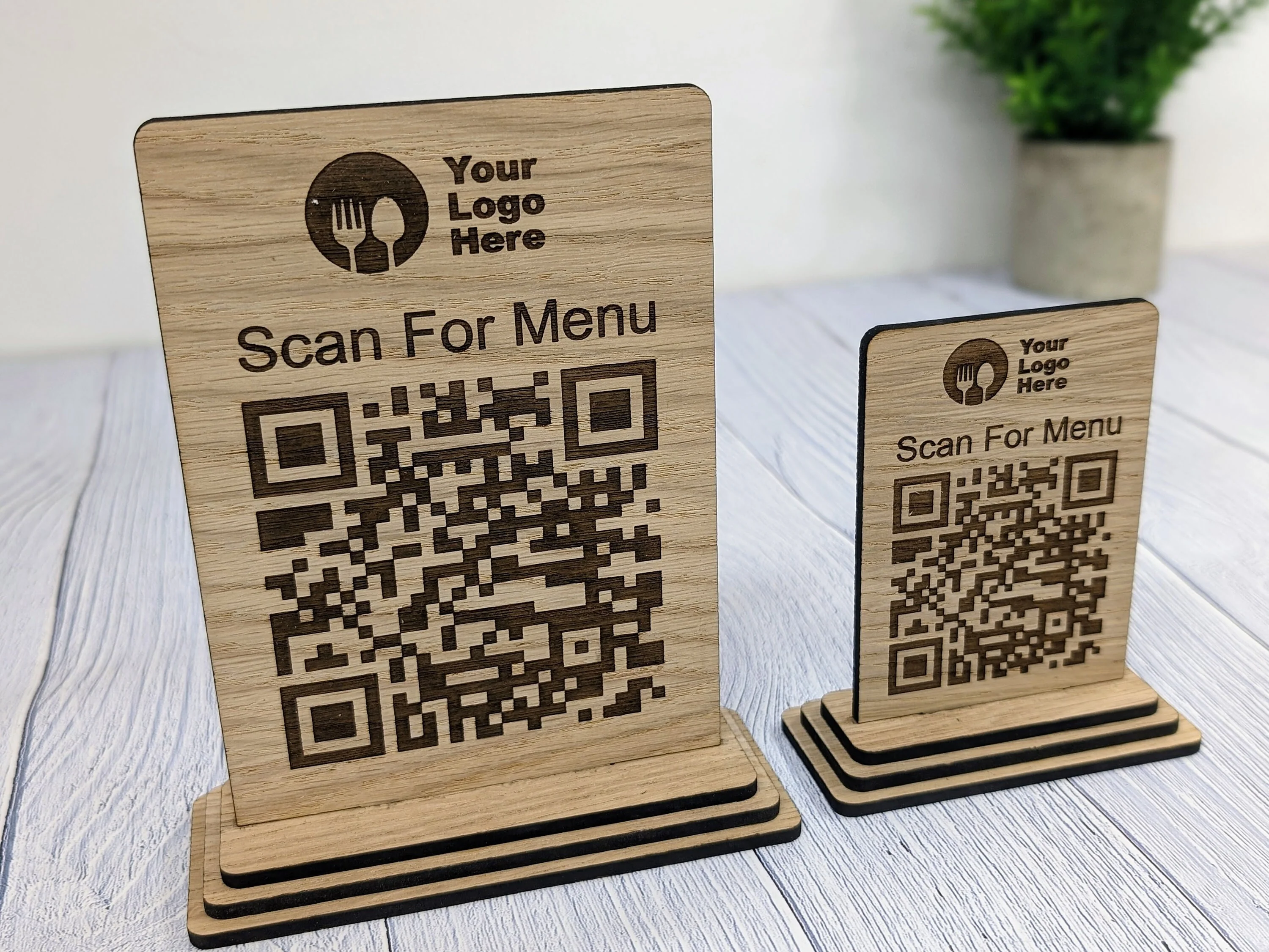 QR Code 'Scan for Menu' Wooden Sign - Add Your Logo, Ideal for Restaurants, Bars, Cafes, Hotels, Eco-Friendly, Custom Design in 2 Sizes - Image 6