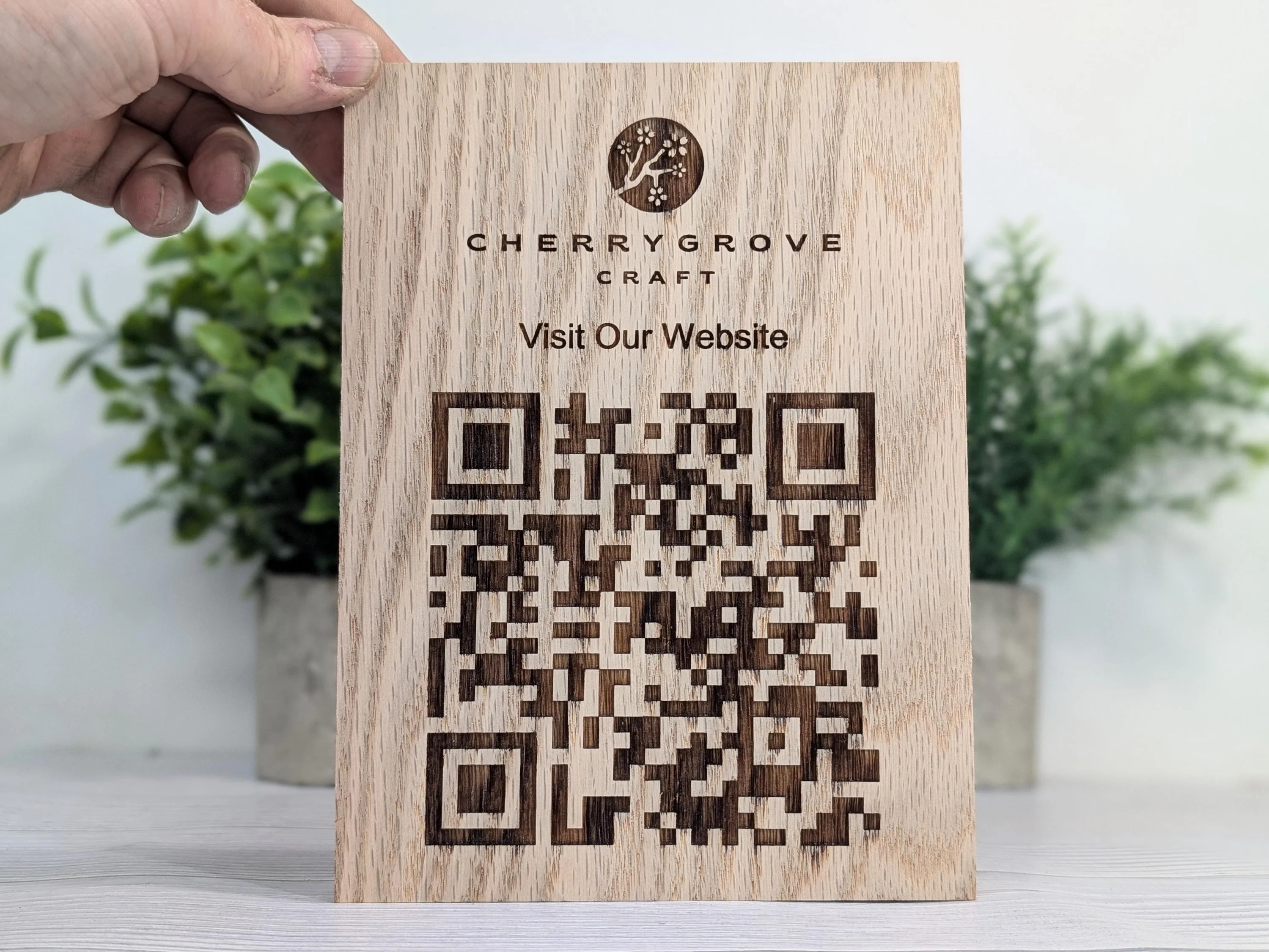 QR Code Solid Oak Large Blocks - Personalised Oak Blocks - QR Code - Custom Table Signage - Menus, Websites, Social Media, 150mm x 200mm - Image 5
