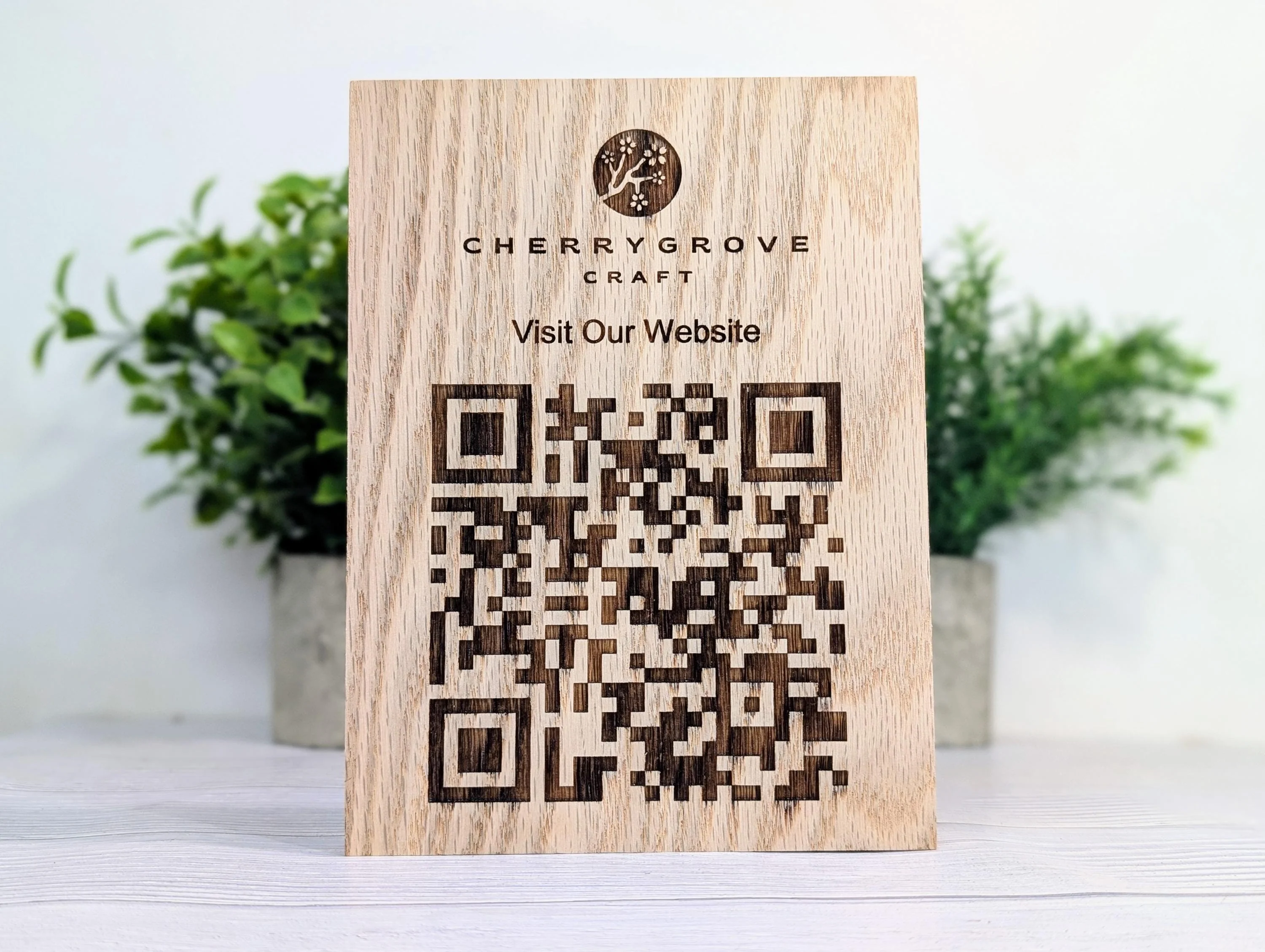 QR Code Solid Oak Large Blocks - Personalised Oak Blocks - QR Code - Custom Table Signage - Menus, Websites, Social Media, 150mm x 200mm - Image 6