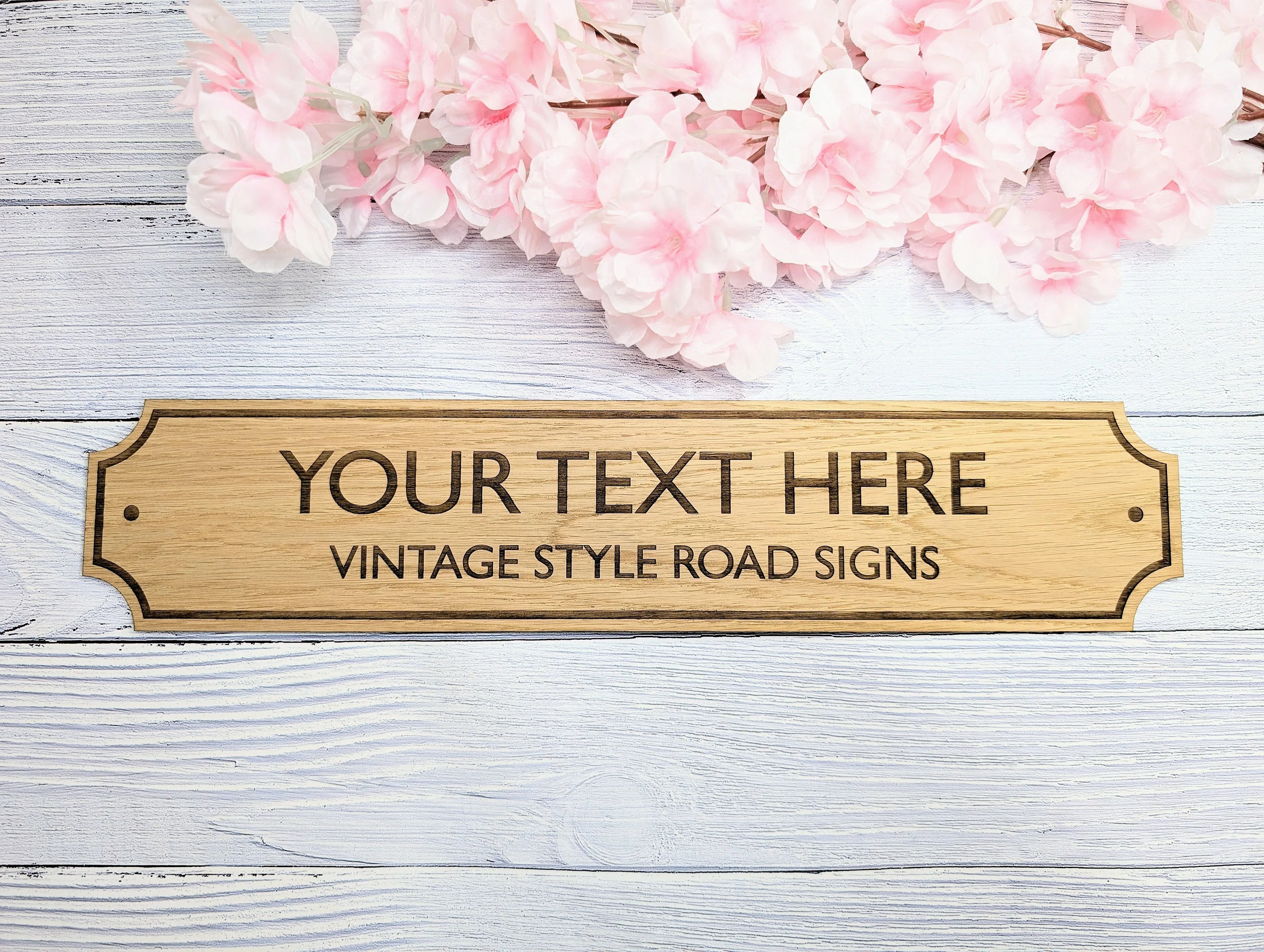 Retro British Street Name Sign - Personalised Oak Veneer, 4 Sizes | Custom Text, Vintage Style, Handcrafted in Wales - Image 2