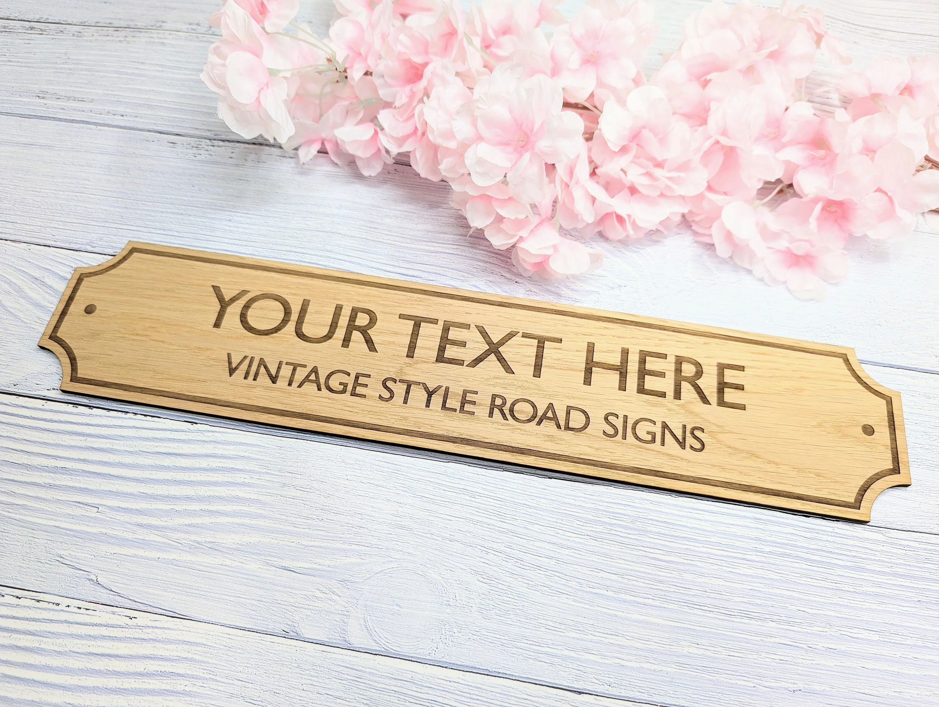 Retro British Street Name Sign - Personalised Oak Veneer, 4 Sizes | Custom Text, Vintage Style, Handcrafted in Wales - Image 4