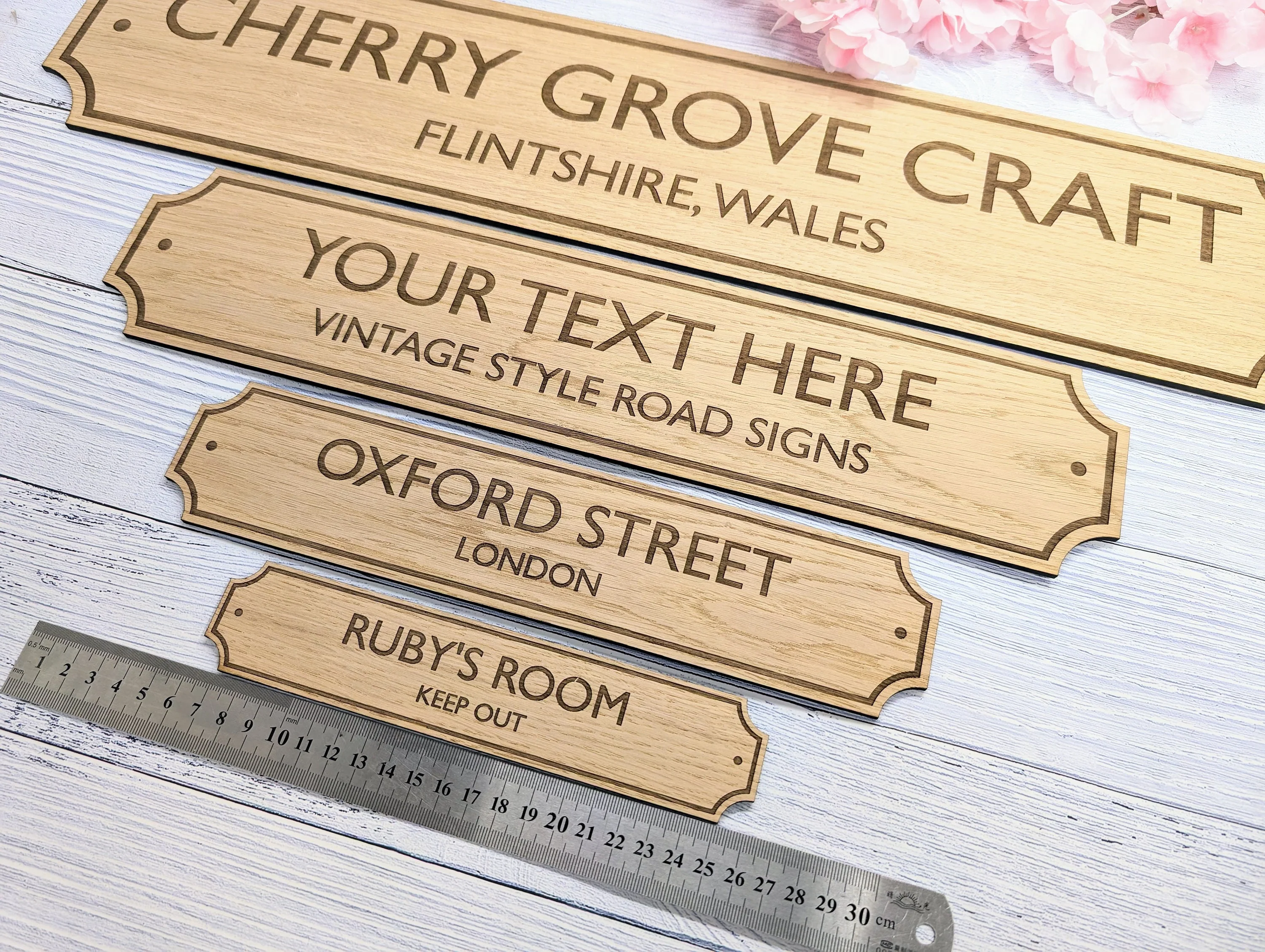 Retro British Street Name Sign - Personalised Oak Veneer, 4 Sizes | Custom Text, Vintage Style, Handcrafted in Wales - Image 6