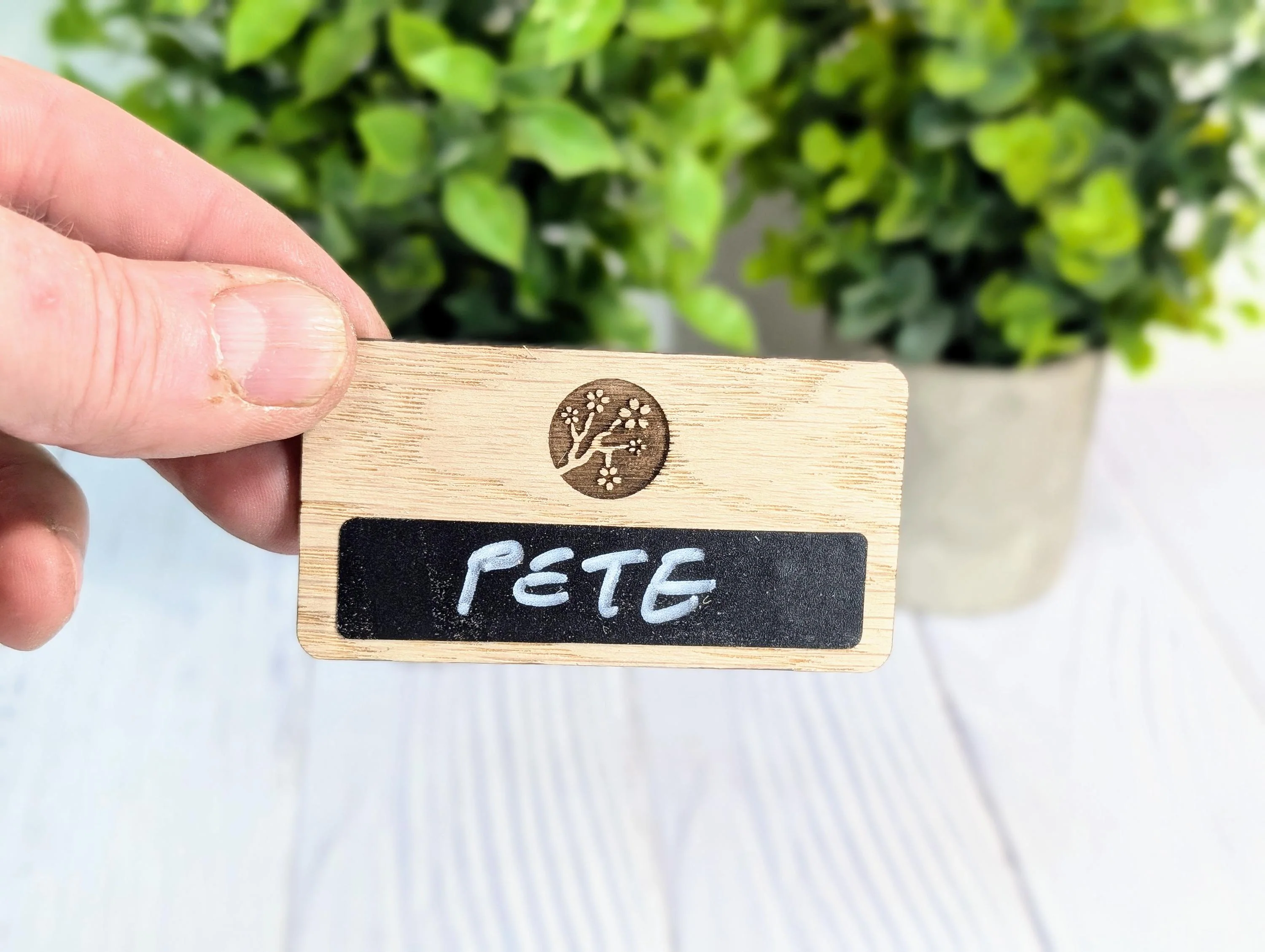 Reusable Wooden Name Badge with Wipeable Blackboard – Custom Logo & Eco-Friendly Design | Wood Name Tags | Custom Delegate Badges - Image 3