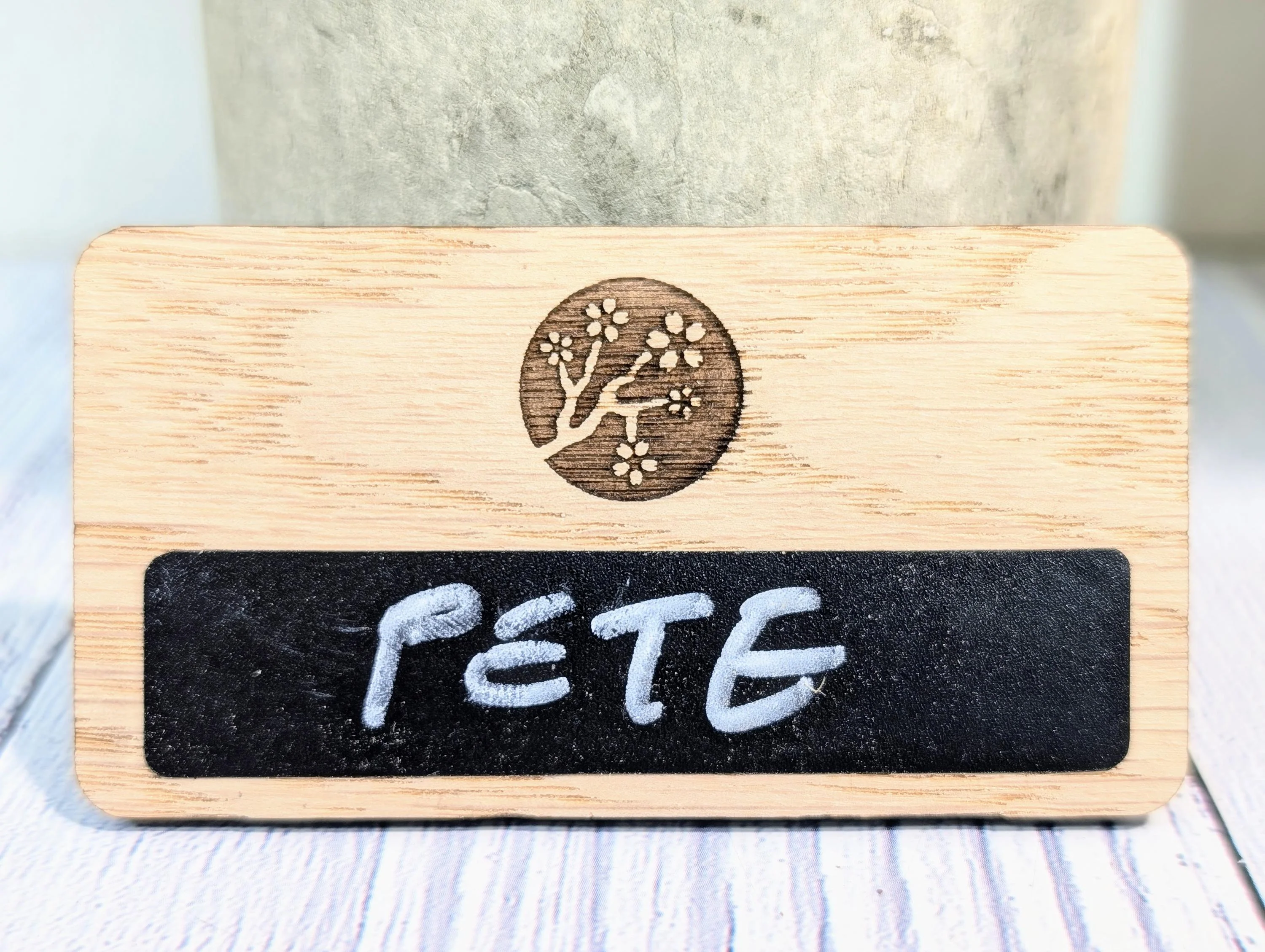 Reusable Wooden Name Badge with Wipeable Blackboard – Custom Logo & Eco-Friendly Design | Wood Name Tags | Custom Delegate Badges - Image 7