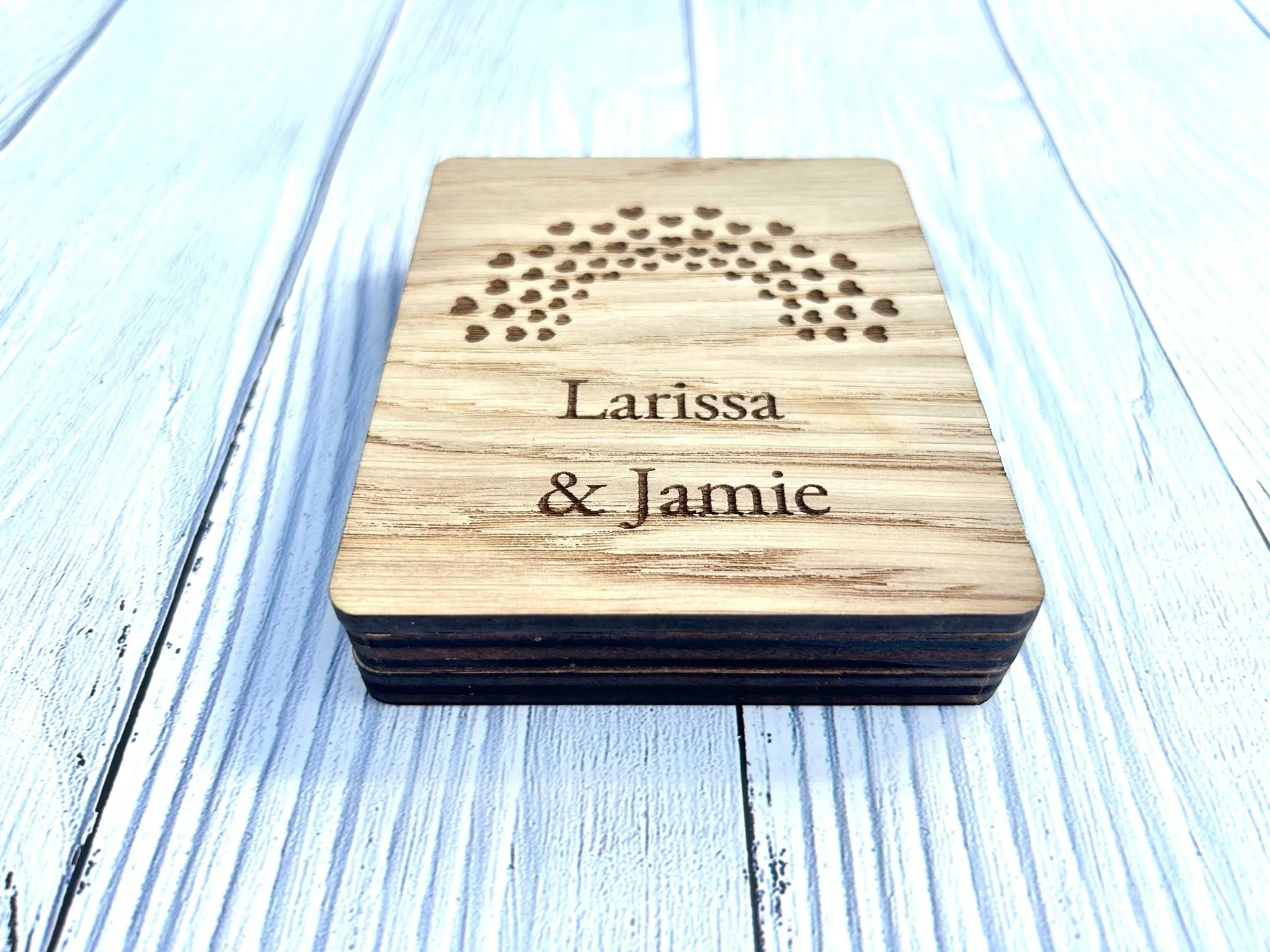 Romantic Self Standing Sign | Small Wooden sign | Anniversary gift | Personalised gift | Rainbow Hearts - Image 2