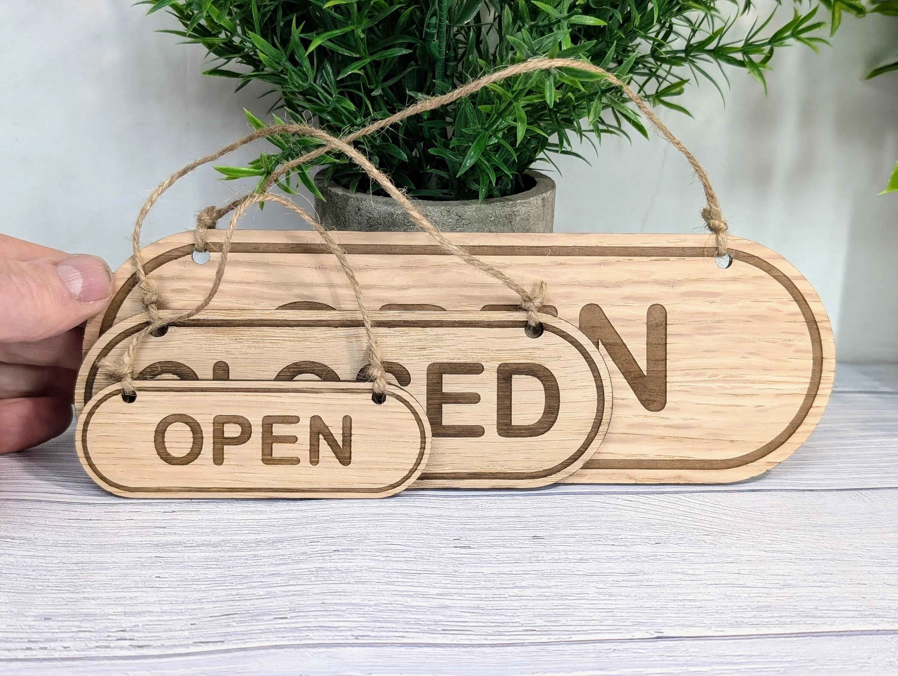 Rustic Wooden Open Closed Sign - Image 3