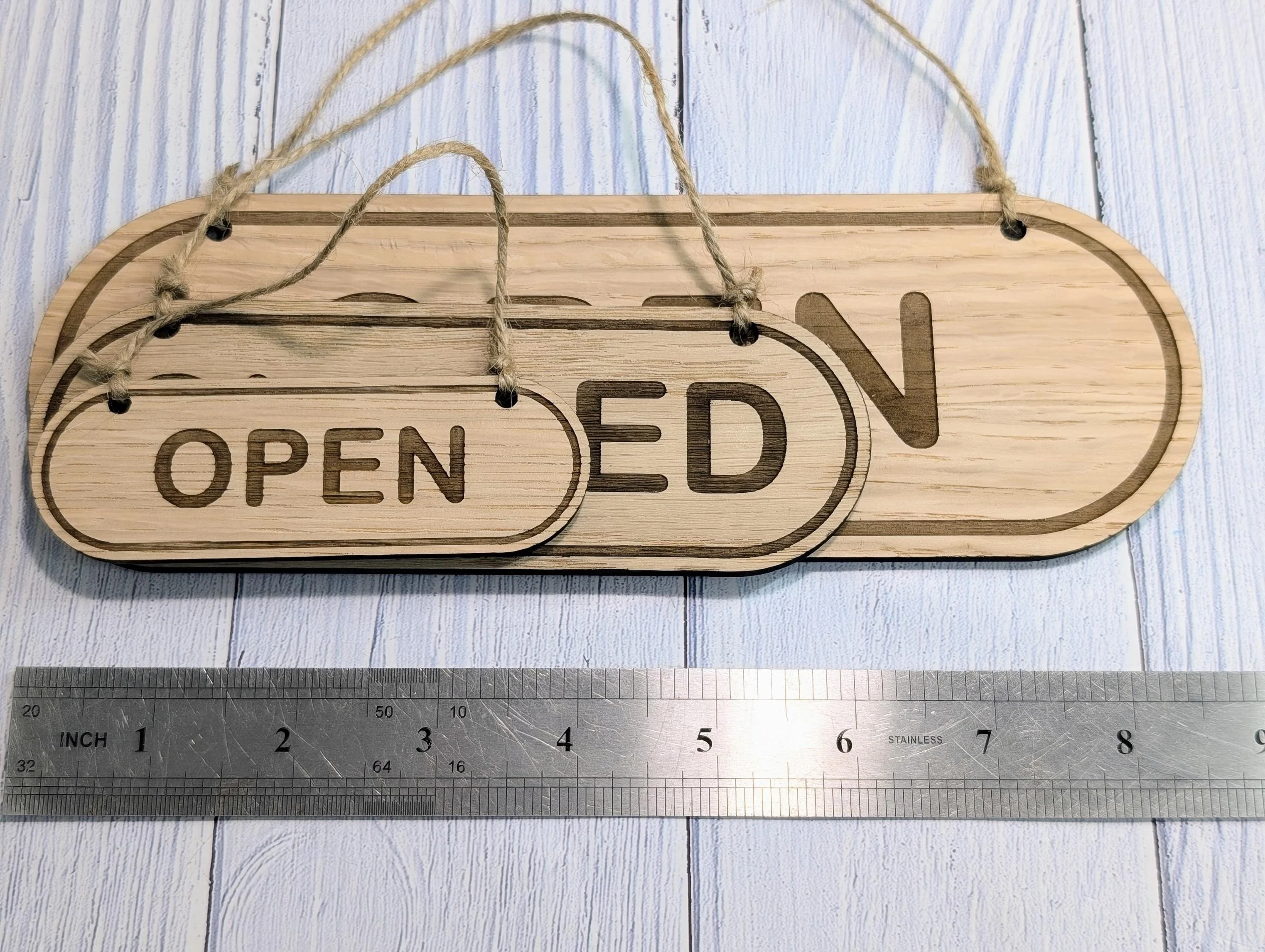 Rustic Wooden Open Closed Sign - Image 6
