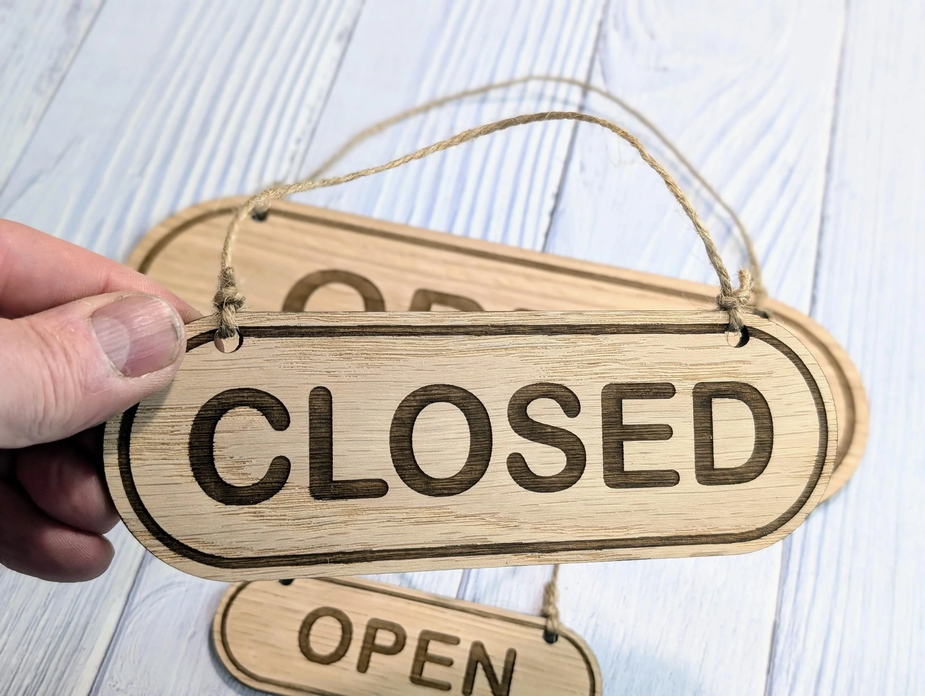 Rustic Wooden Open Closed Sign - Image 9