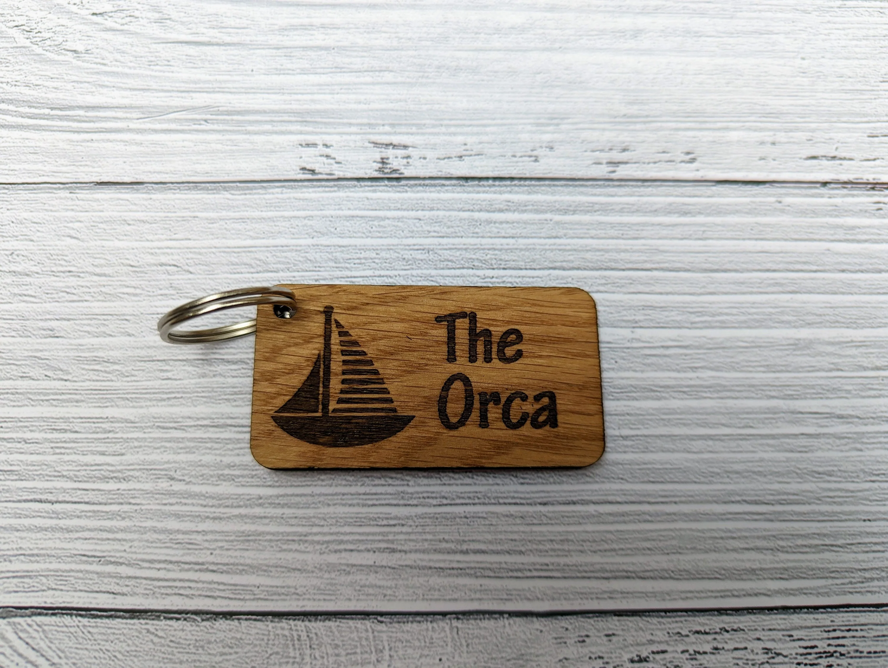 Sailing & Boat Keyrings, Personalised With Boat Name, Nautical Gift, Oak - Image 4