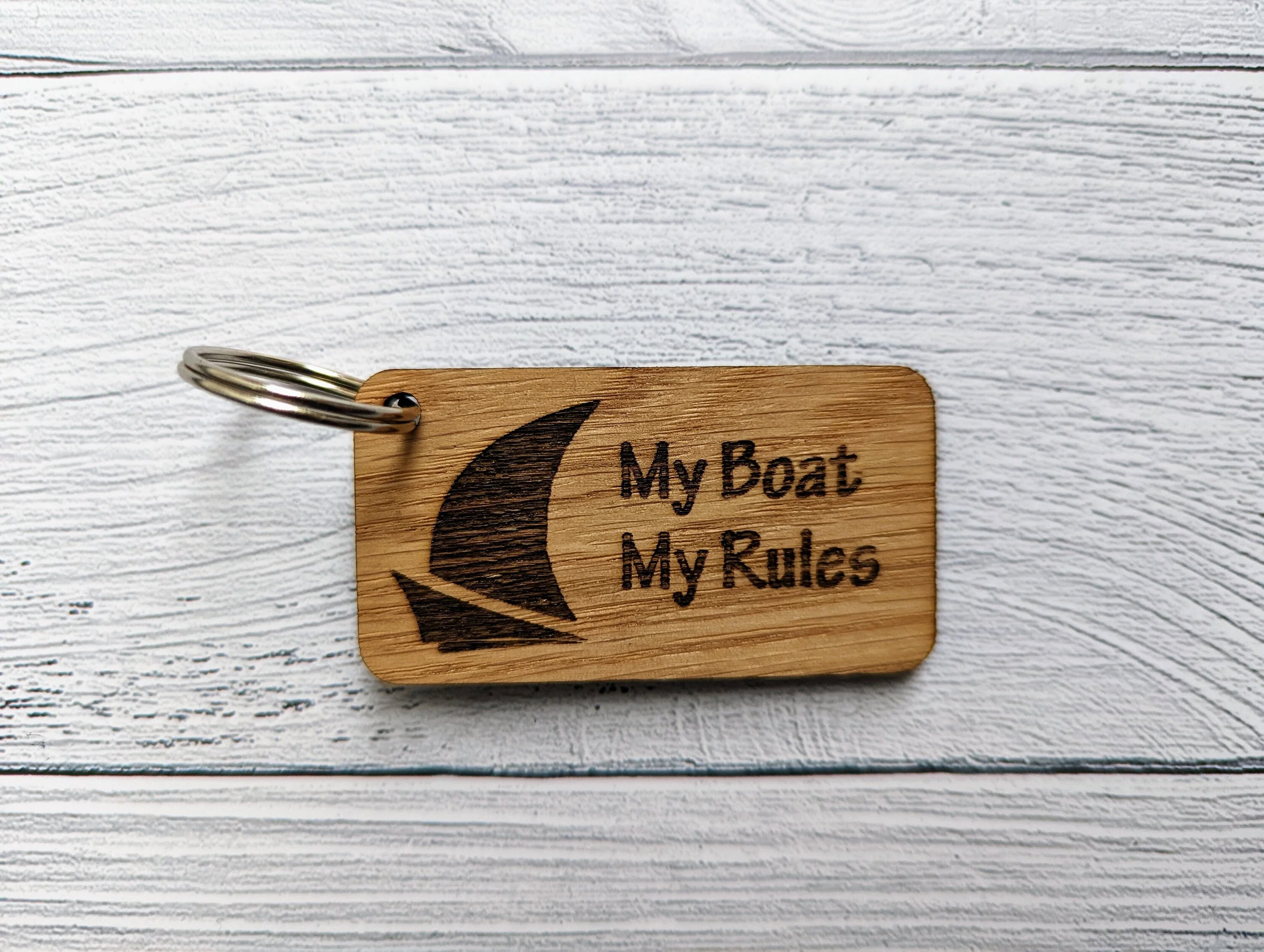 Sailing Keyrings, Sail Fast Live Slow, My Boat My Rules, Oak - Image 3