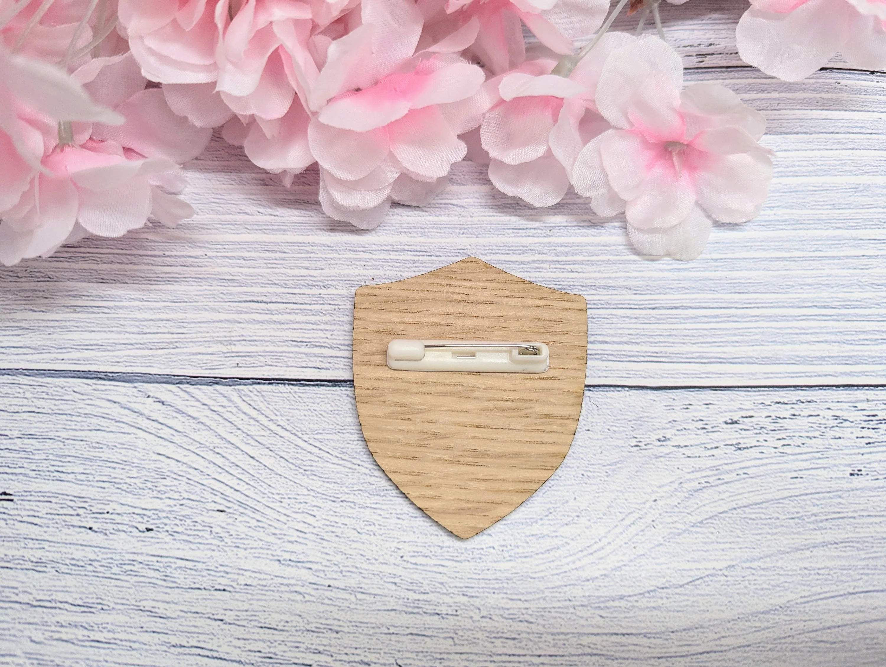 School Achievement Badges - 55x65mm - Oak Veneered MDF - Pin or Pin & Clip - Personalised or Pre-Designed Options for Students - Image 5