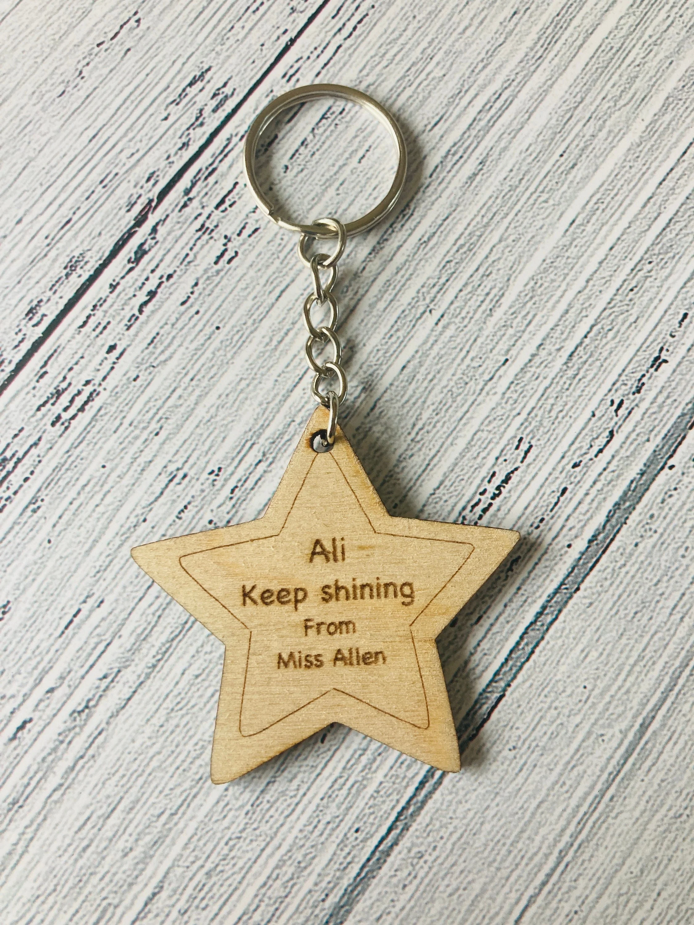 Personalised Birch Plywood Keyrings: Teacher Gifts for Students - Image 3