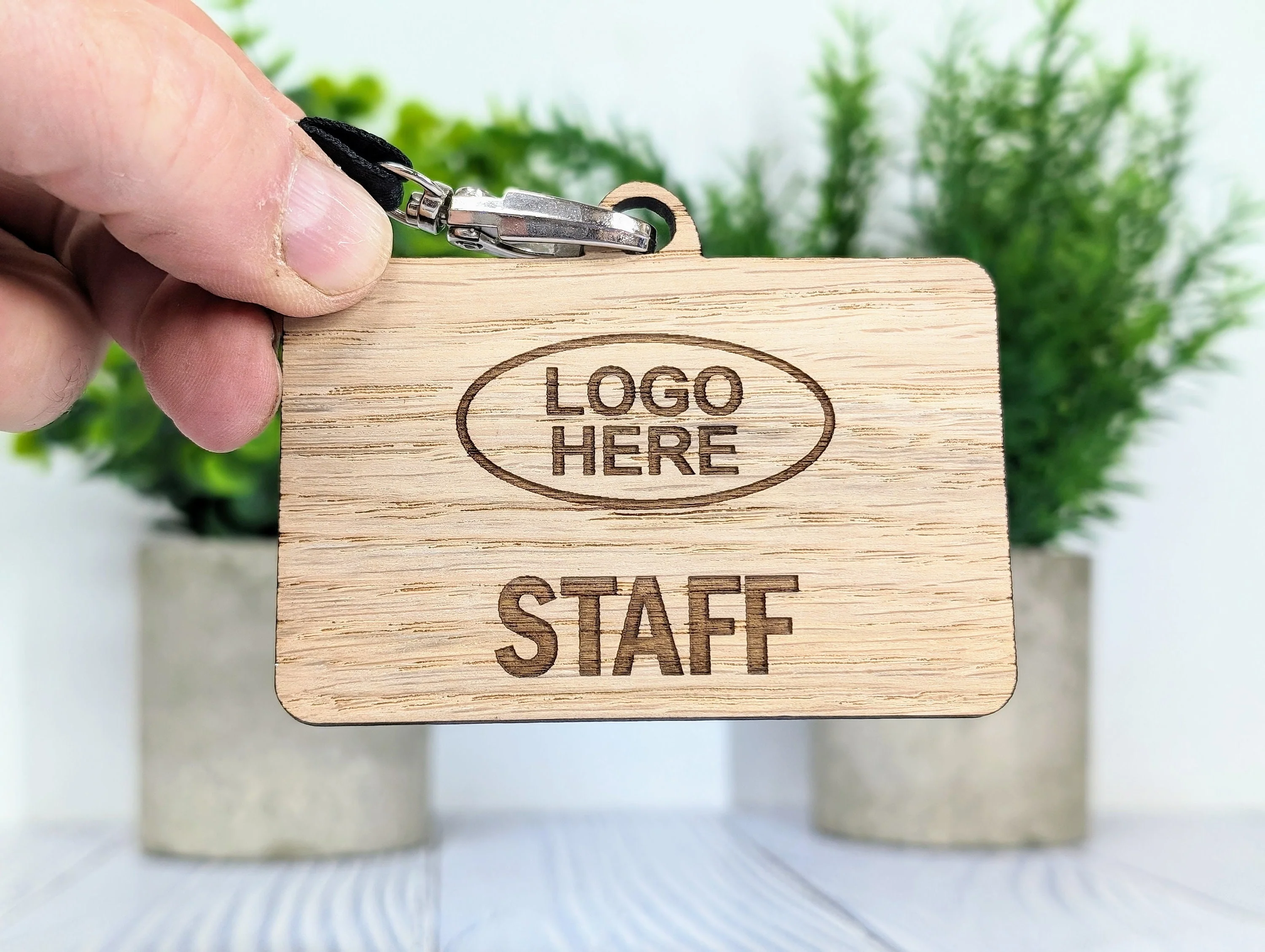 School Staff Badges with Lanyards, Personalised Slogan Oak Veneer Badges on Eco Lanyards - Image 11