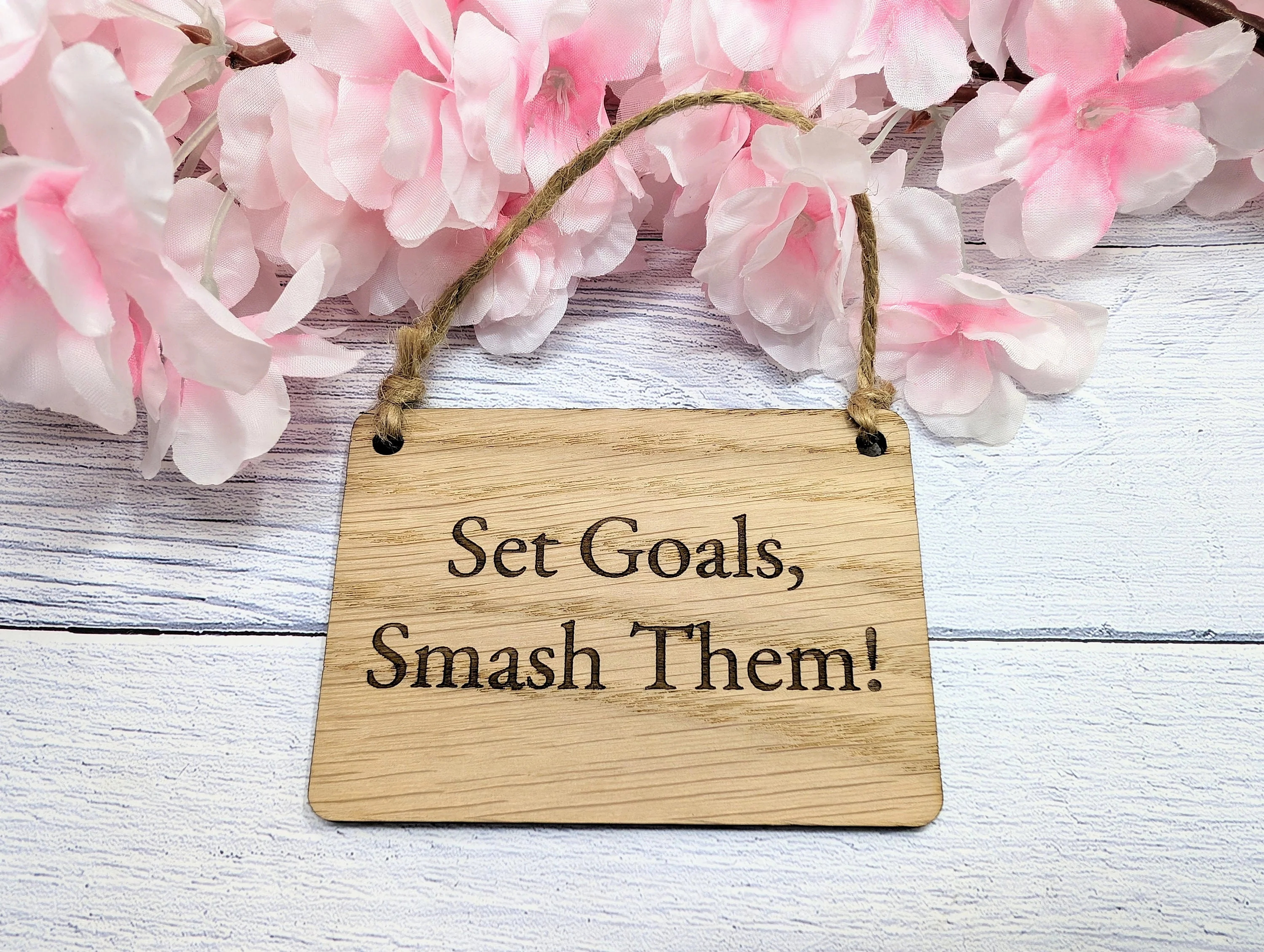 Set Goals, Smash Them - Motivational Oak Sign, Handcrafted in Wales, Eco-Friendly - Choose Your Size - Image 5