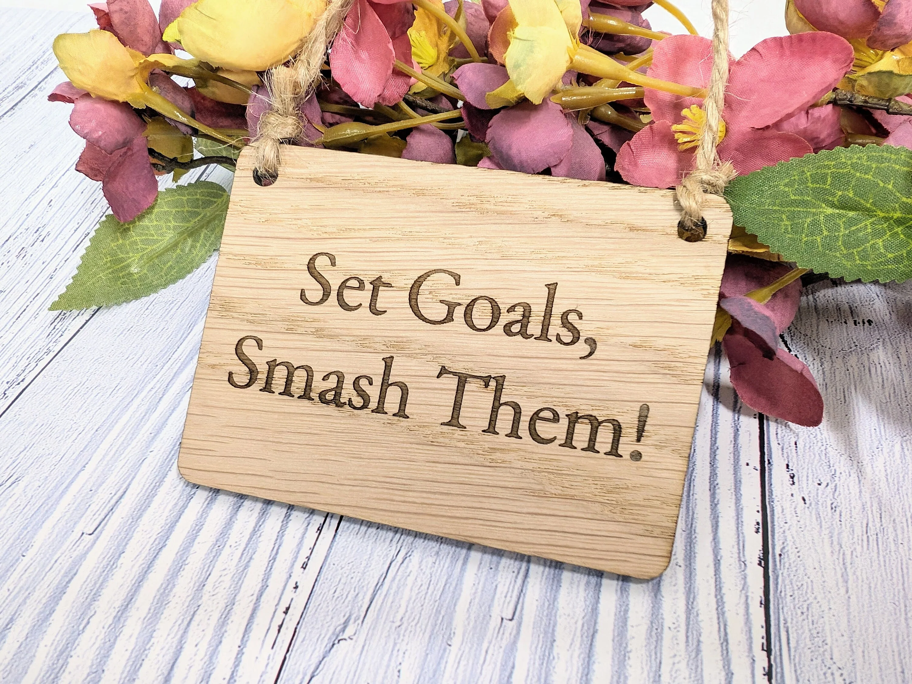 Set Goals, Smash Them - Motivational Oak Sign, Handcrafted in Wales, Eco-Friendly - Choose Your Size - Image 7