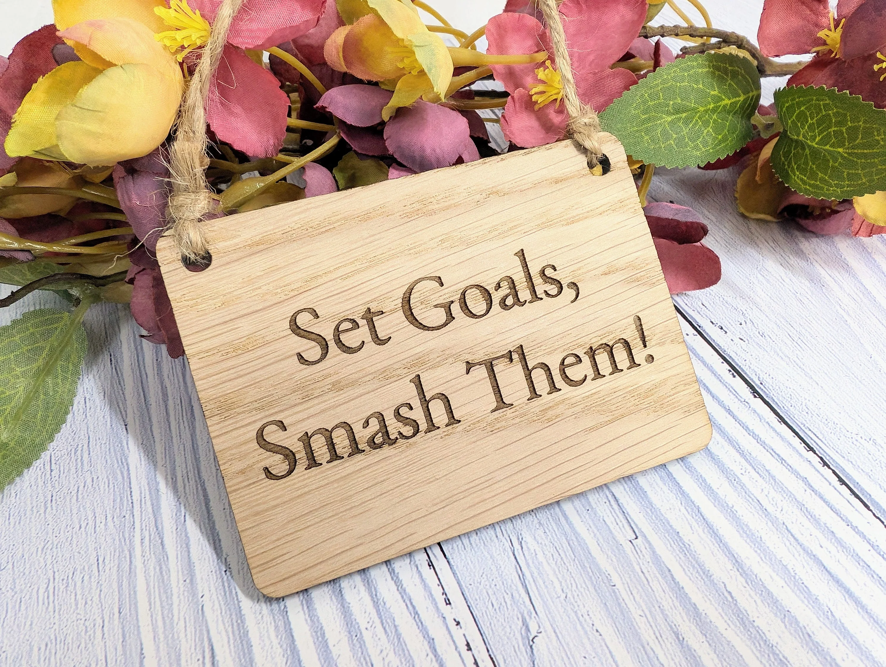 Set Goals, Smash Them - Motivational Oak Sign, Handcrafted in Wales, Eco-Friendly - Choose Your Size - Image 9