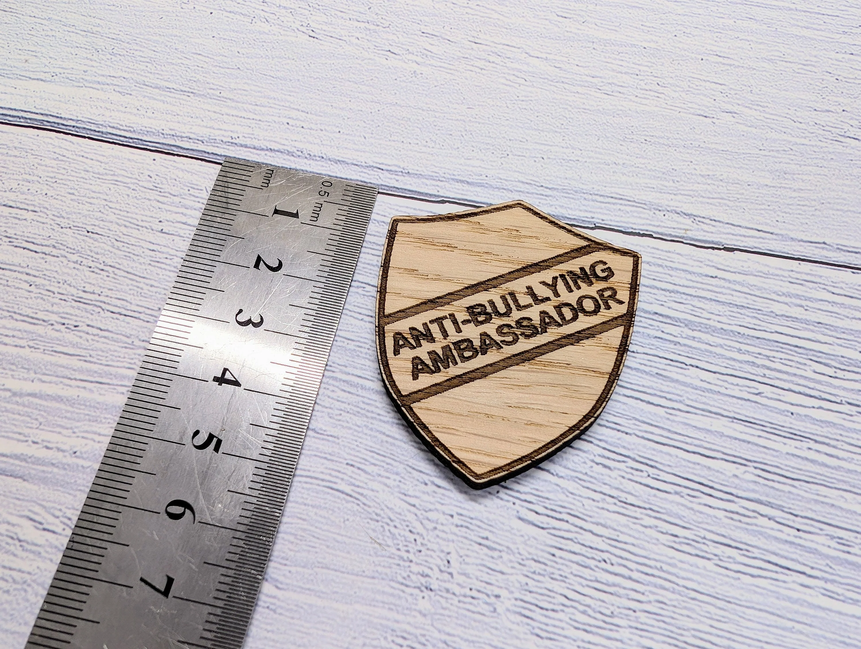 Small School Achievement Badges - 40x48mm - Oak Veneered MDF - Pin or Pin & Clip - Personalised or Pre-Designed Options for Students - Image 3