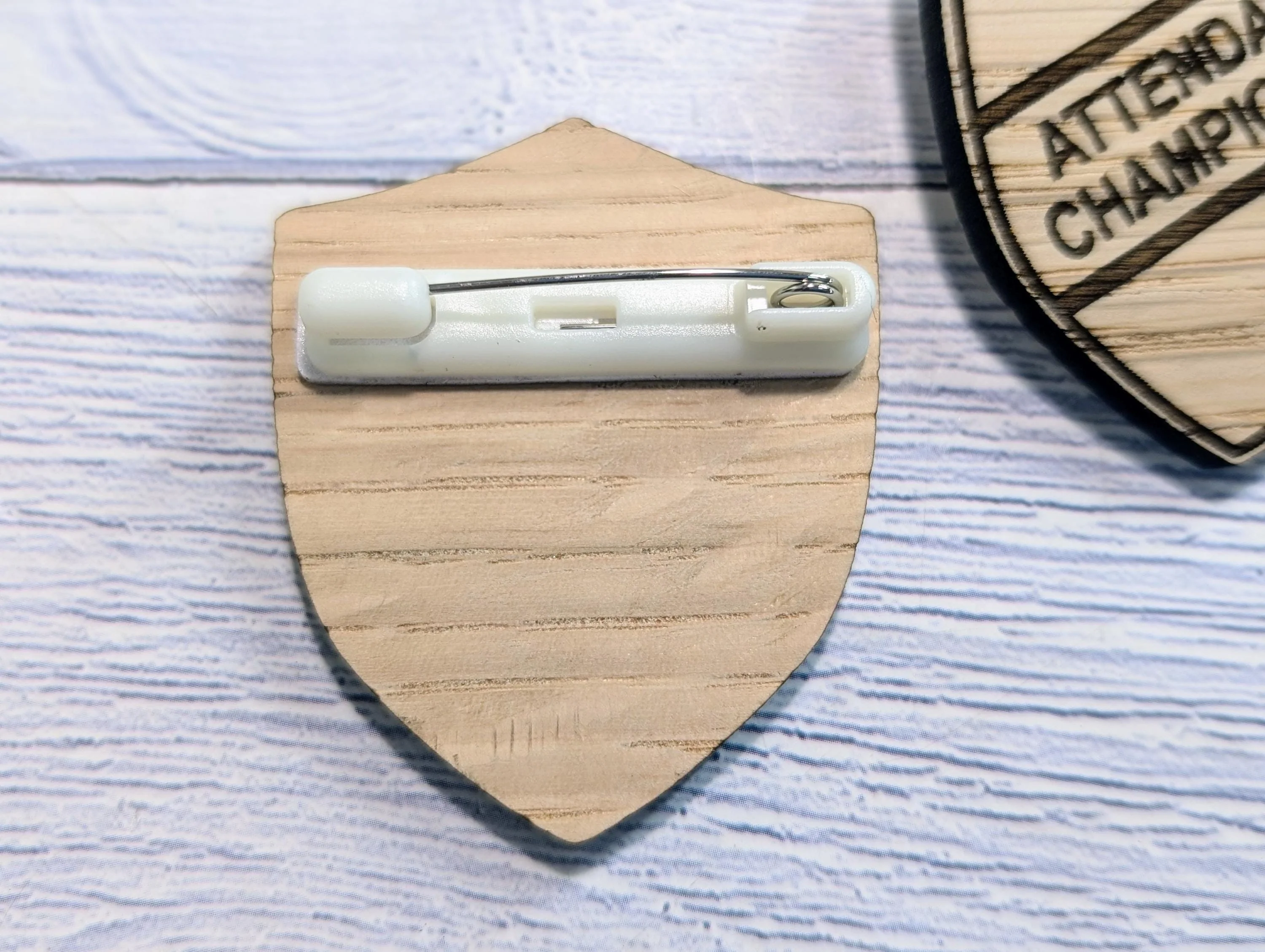 Small School Achievement Badges - 40x48mm - Oak Veneered MDF - Pin or Pin & Clip - Personalised or Pre-Designed Options for Students - Image 7