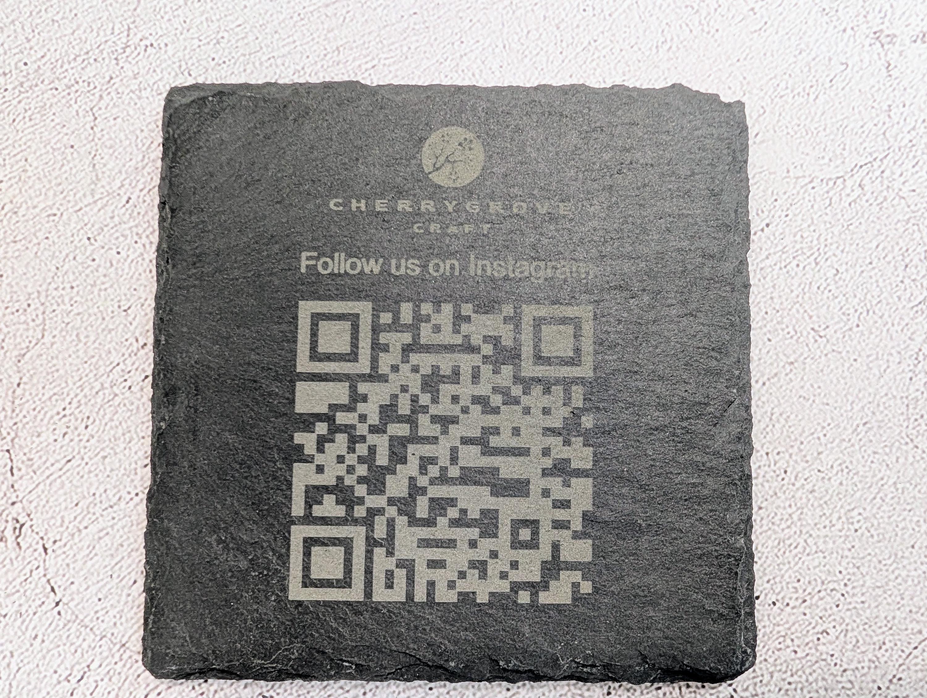 Social Media Slate Coaster – Engraved QR Code Business Promo, Follow Us Coaster, Handmade in Wales, Plastic-Free Packaging - Image 6