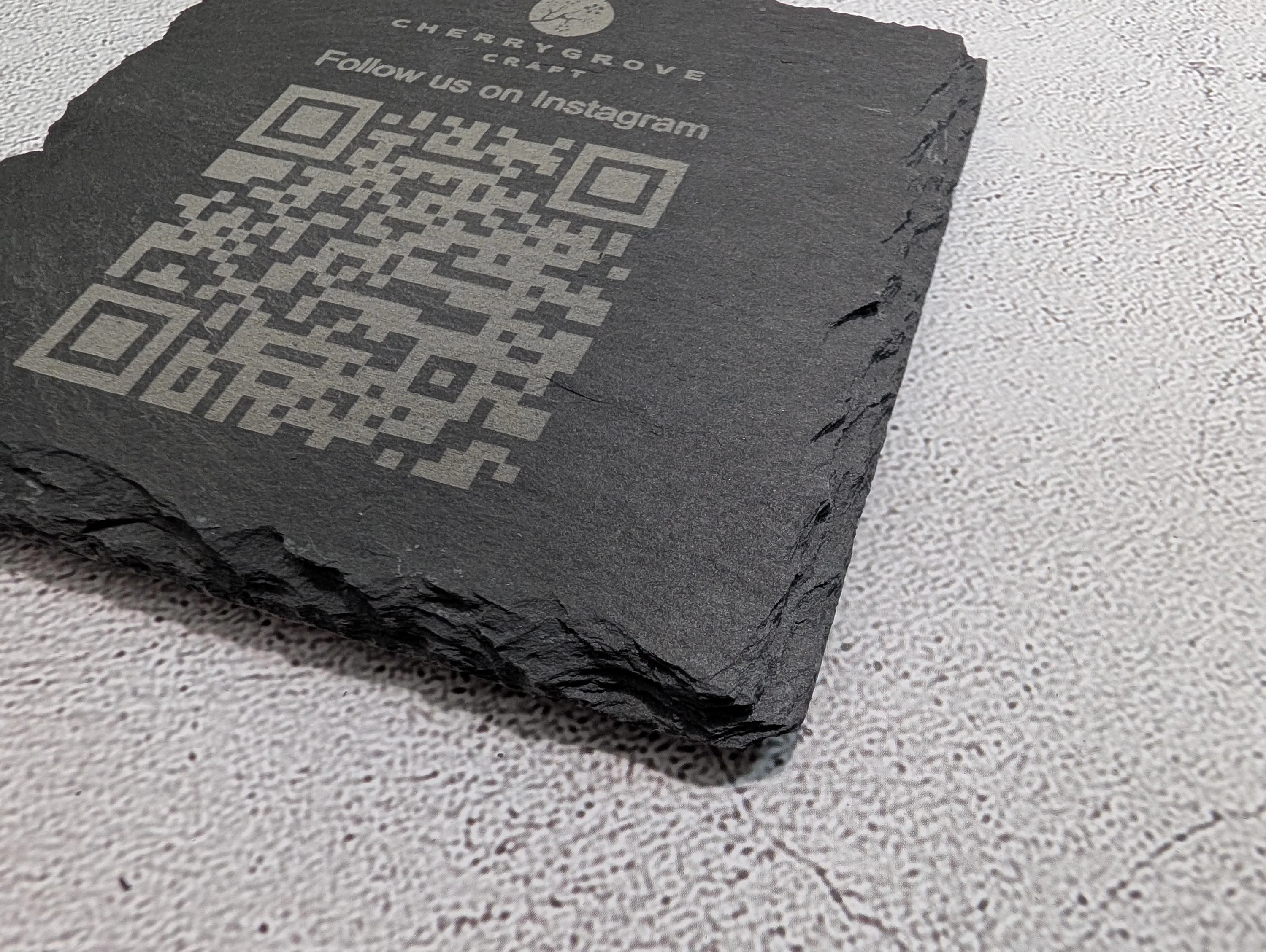 Social Media Slate Coaster – Engraved QR Code Business Promo, Follow Us Coaster, Handmade in Wales, Plastic-Free Packaging - Image 9