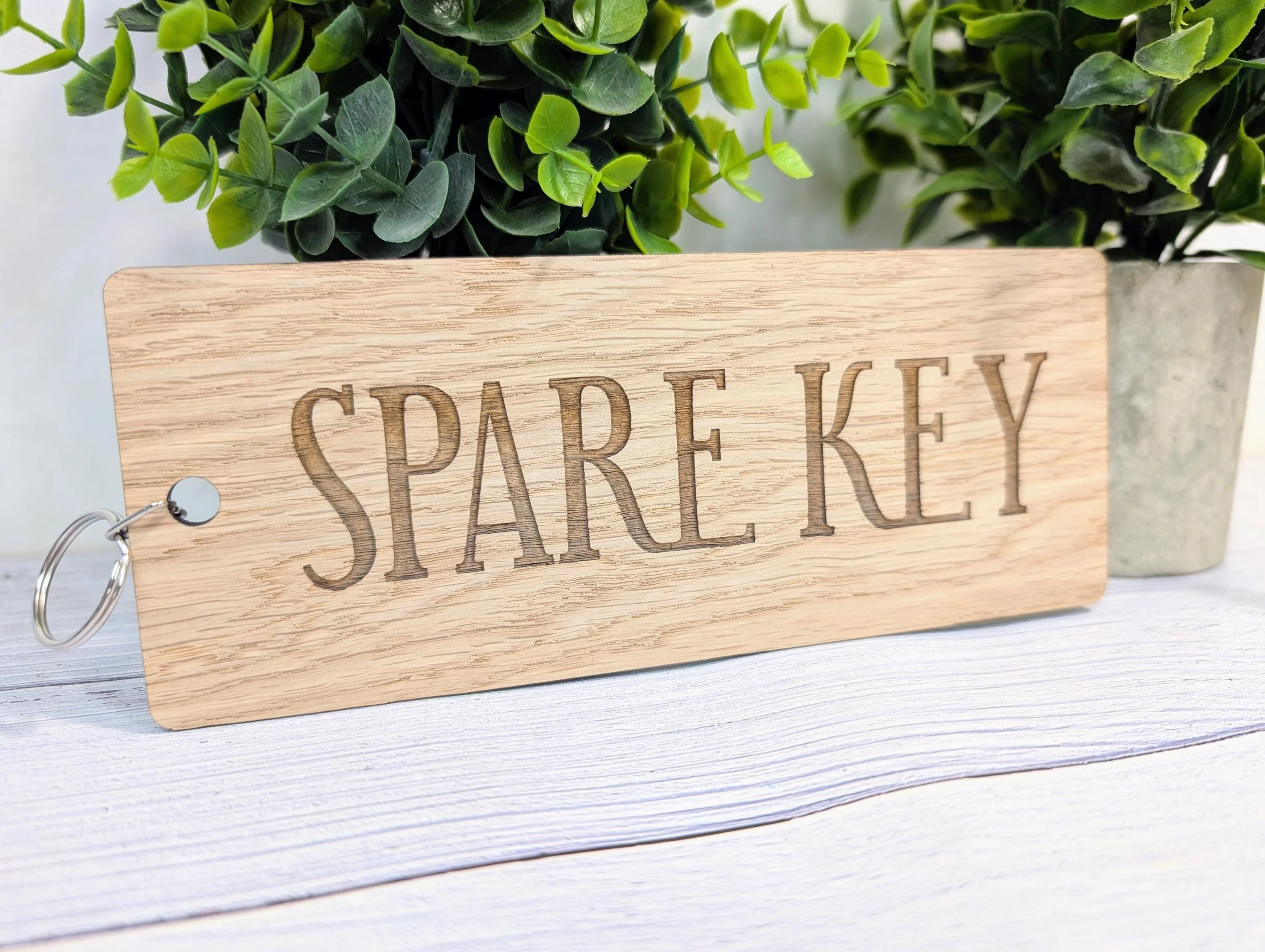 Spare Key Wooden Keyring – Extra Large 200x80mm Oak Veneer – Handmade in Wales, Eco Friendly Tag for Home, Guest or Holiday Let - Image 4