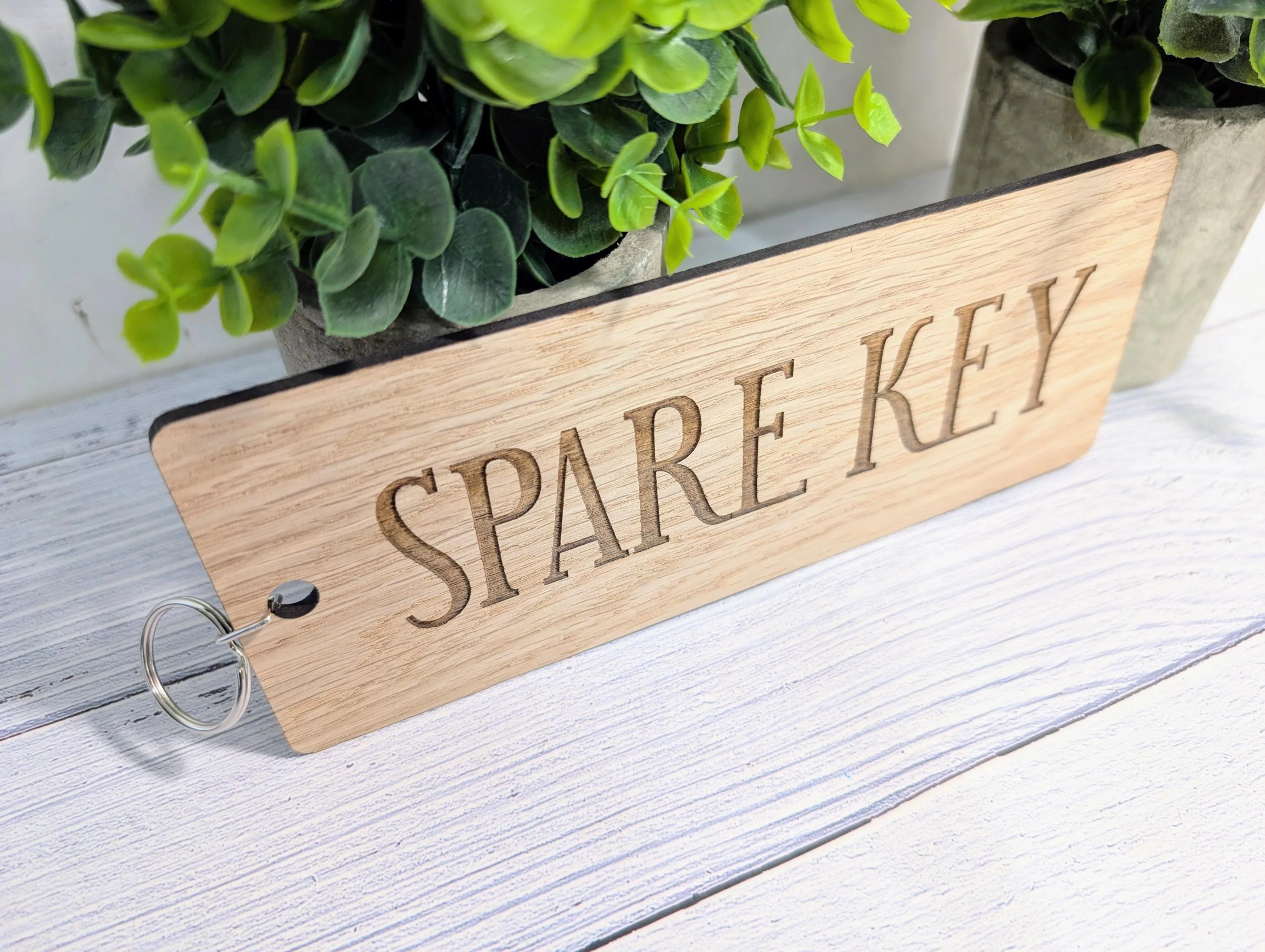 Spare Key Wooden Keyring – Extra Large 200x80mm Oak Veneer – Handmade in Wales, Eco Friendly Tag for Home, Guest or Holiday Let - Image 5