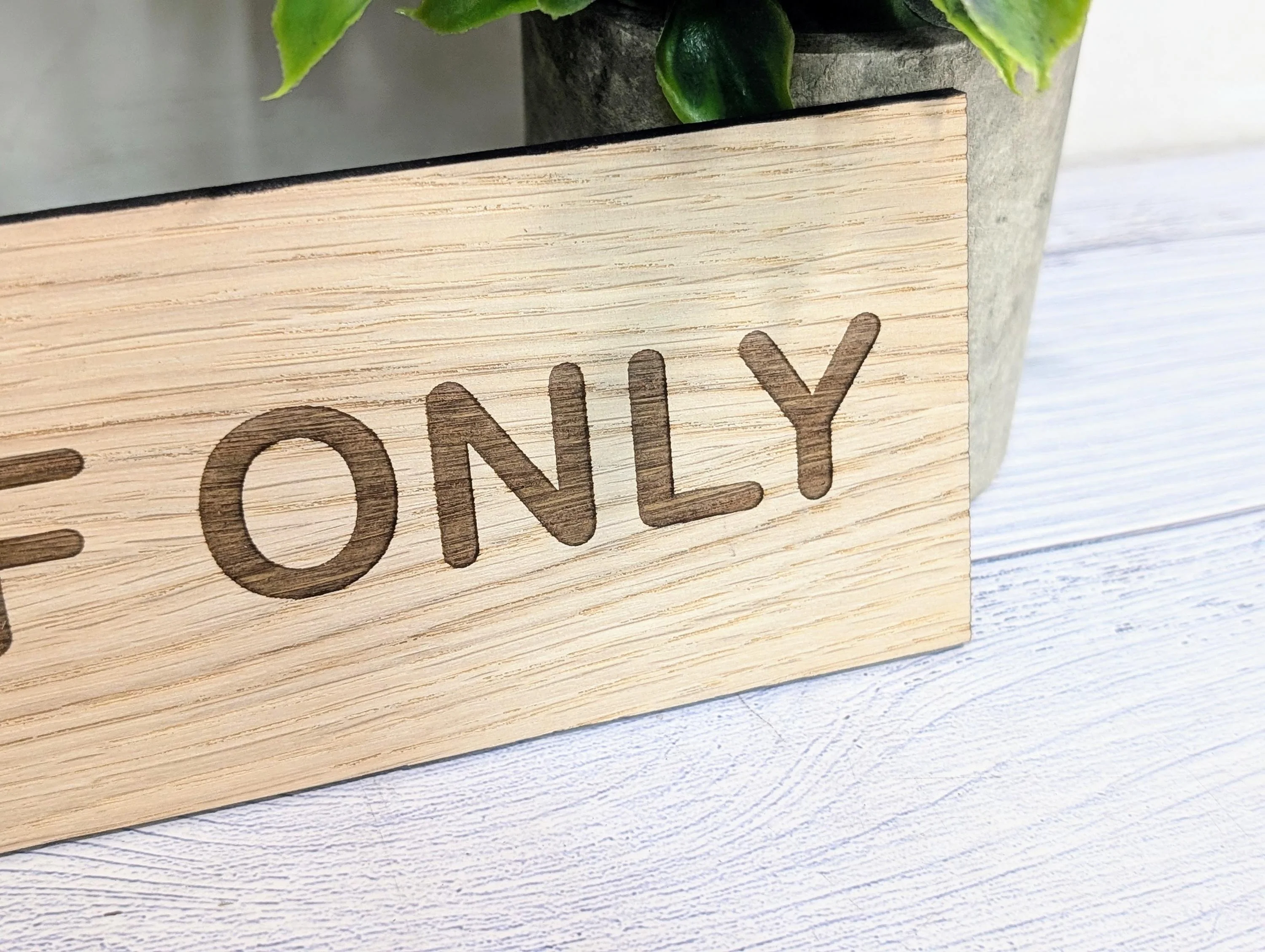Staff Only Sign – Personalised Wooden Door Sign | Custom Text Oak Veneer Wall Plaque | Private Shop Cafe Warehouse Office Signage - Image 5