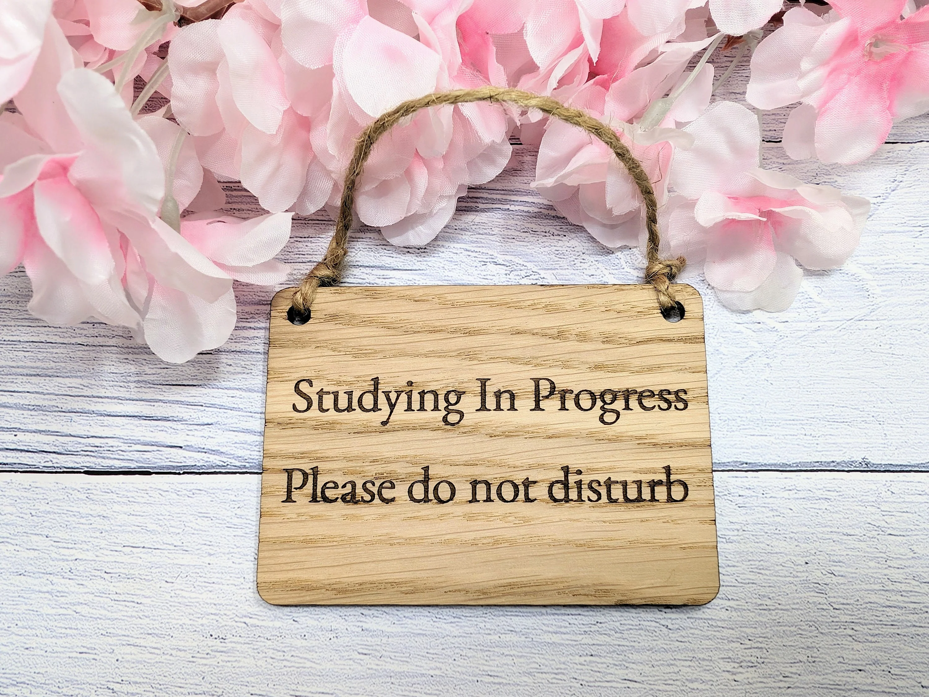 Studying in Progress - Oak Door Sign, Handcrafted in Wales, Eco-Friendly Study Aid, Available in 4 Sizes - Image 3
