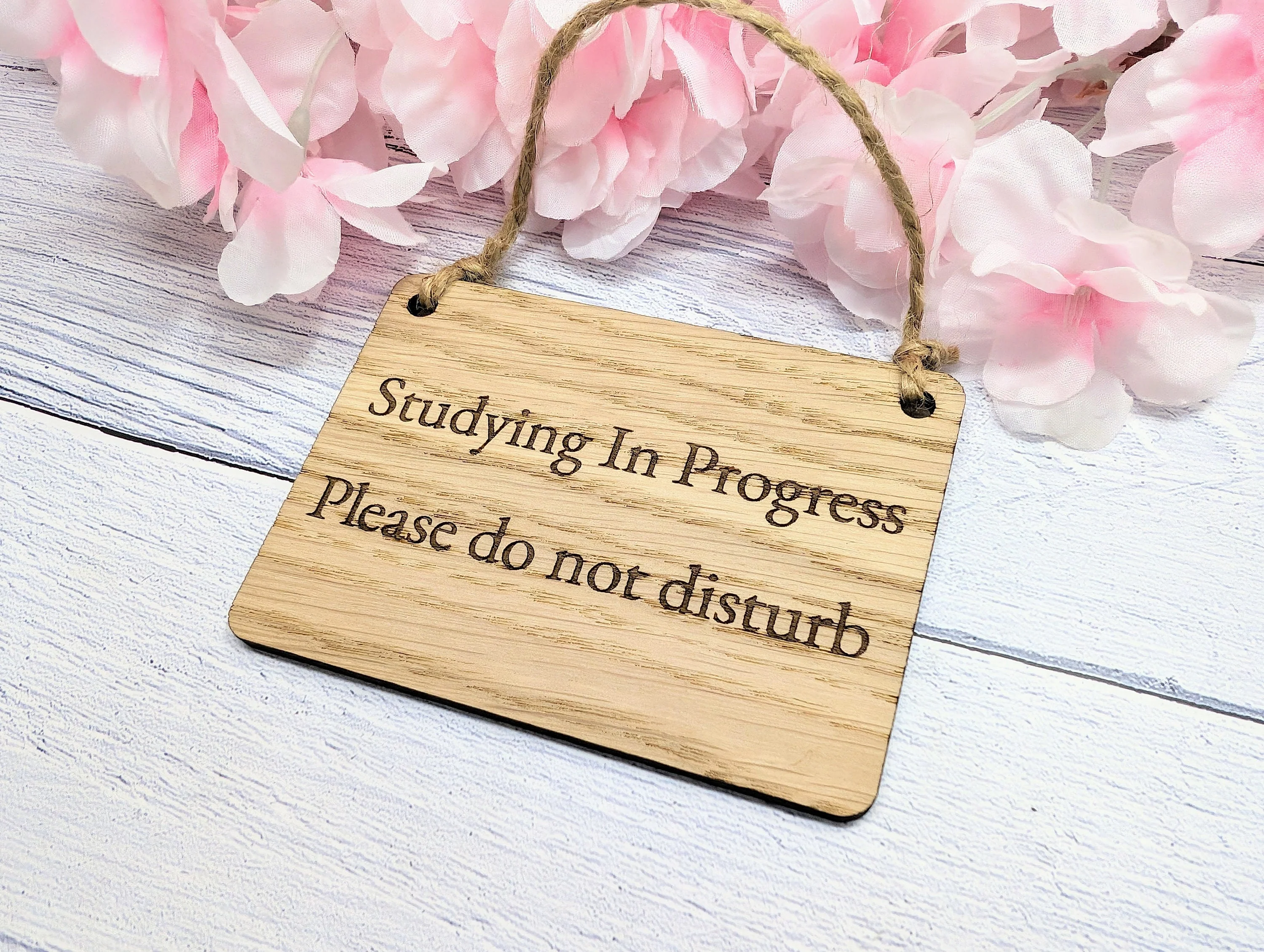 Studying in Progress - Oak Door Sign, Handcrafted in Wales, Eco-Friendly Study Aid, Available in 4 Sizes - Image 5