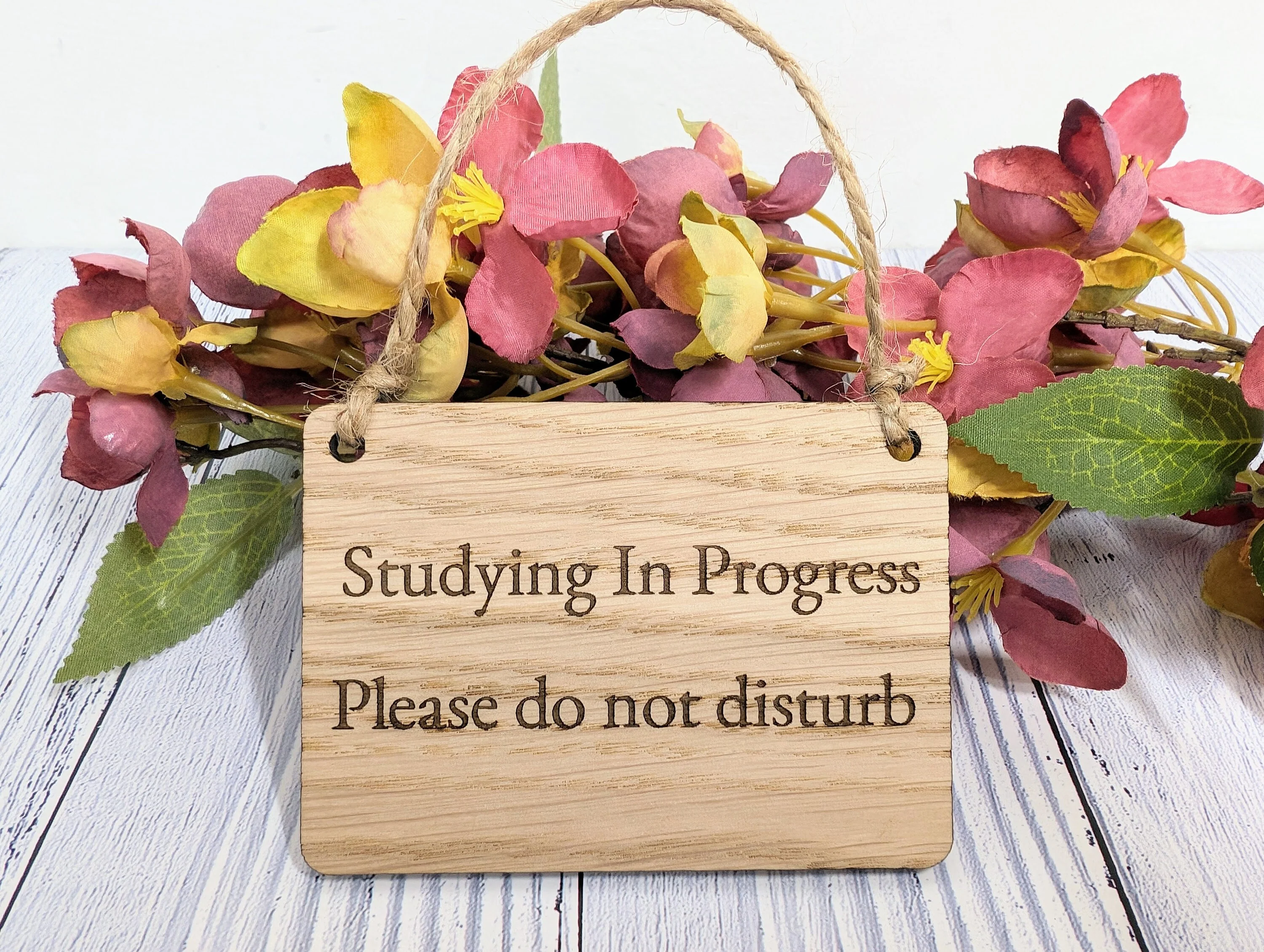 Studying in Progress - Oak Door Sign, Handcrafted in Wales, Eco-Friendly Study Aid, Available in 4 Sizes - Image 6