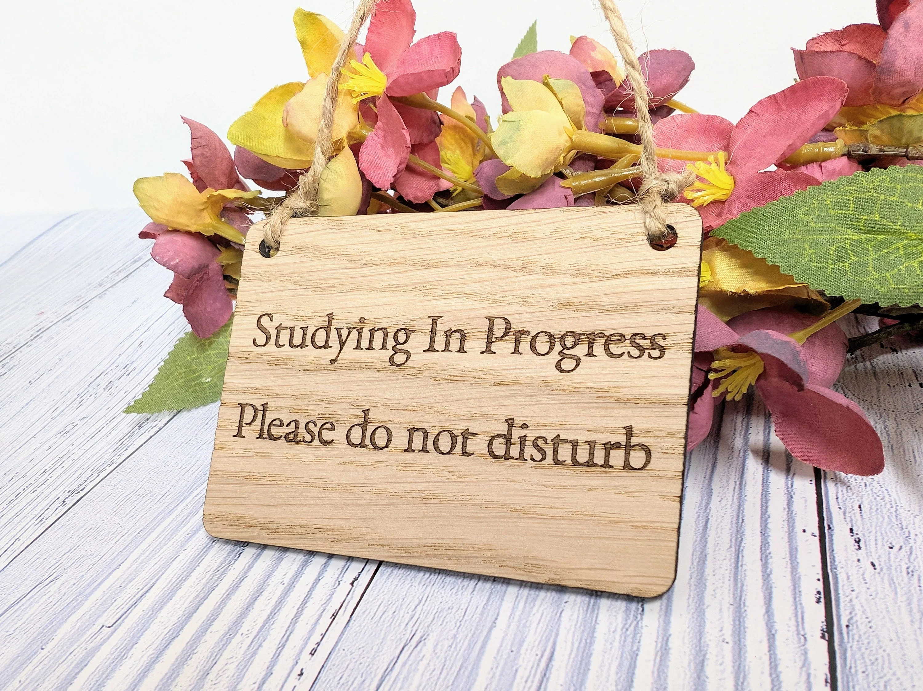 Studying in Progress - Oak Door Sign, Handcrafted in Wales, Eco-Friendly Study Aid, Available in 4 Sizes - Image 7