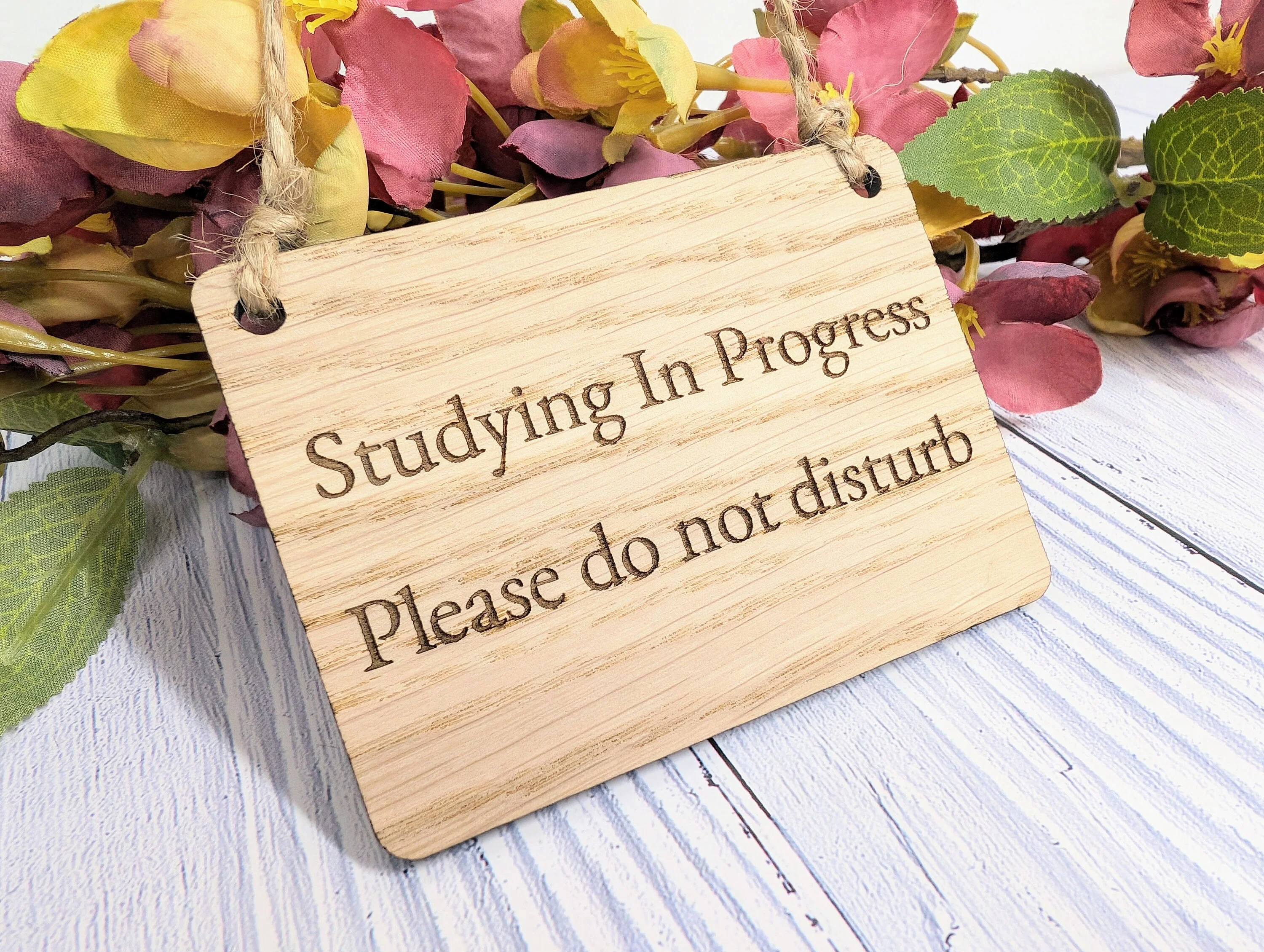 Studying in Progress - Oak Door Sign, Handcrafted in Wales, Eco-Friendly Study Aid, Available in 4 Sizes - Image 9