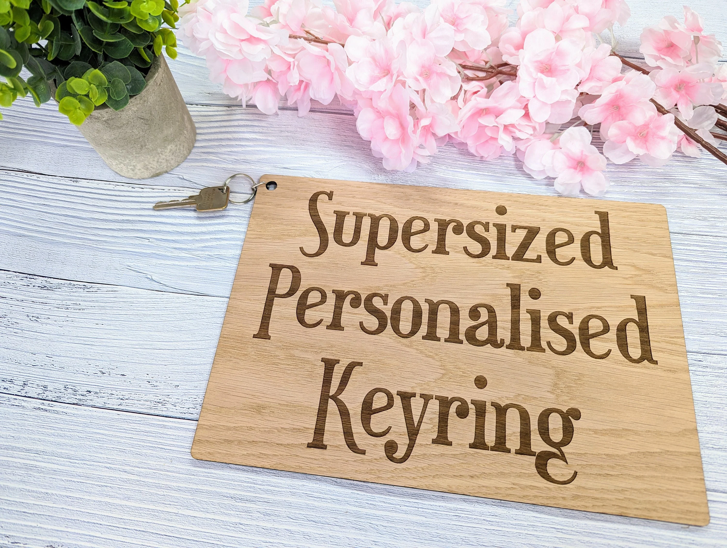 Supersized A4 Wooden Keyring - 297x210mm - Personalise with Any Text - Ideal for Special Occasions or Unique Gifts - Image 10