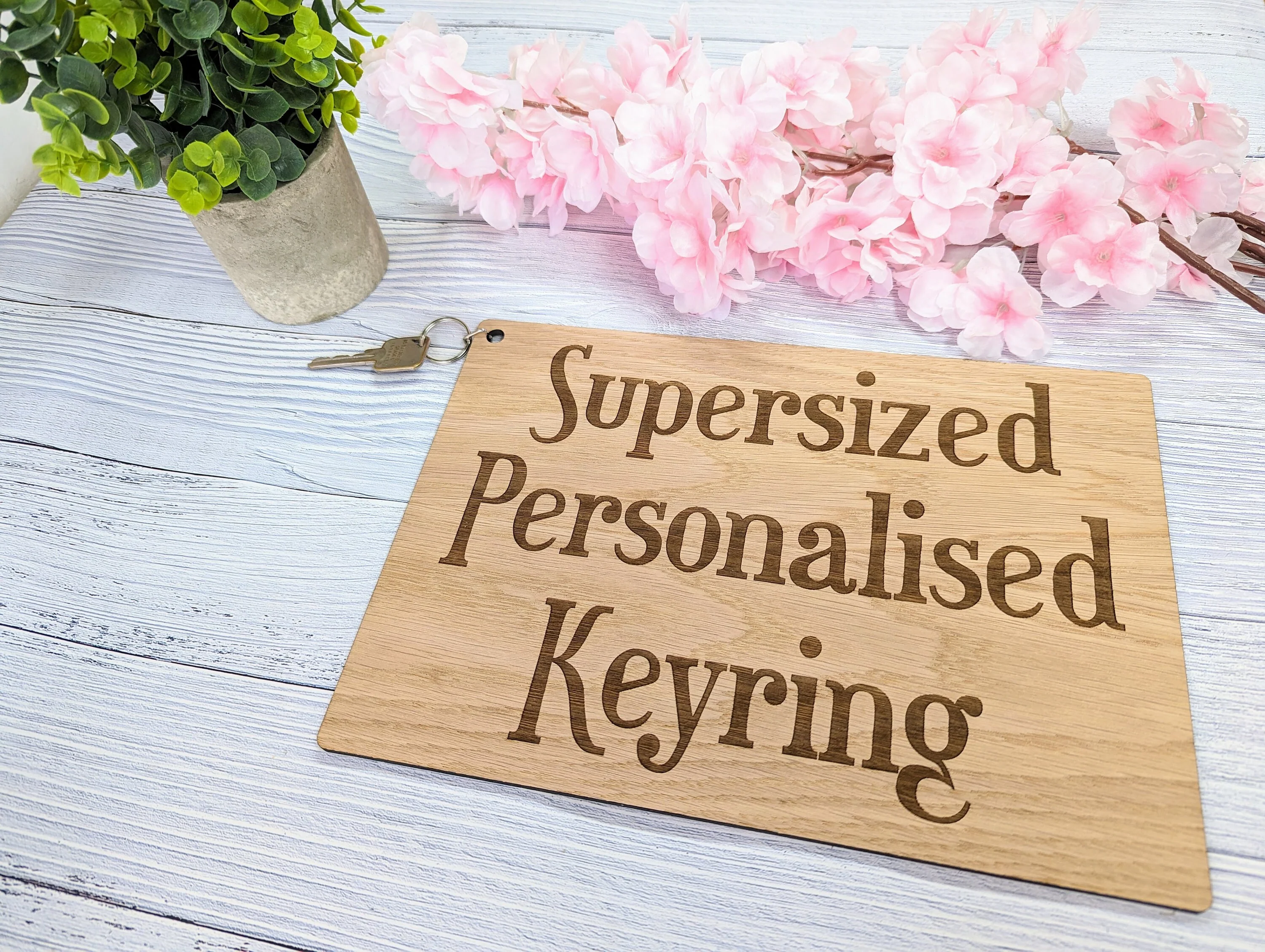 Supersized A4 Wooden Keyring - 297x210mm - Personalise with Any Text - Ideal for Special Occasions or Unique Gifts - Image 2