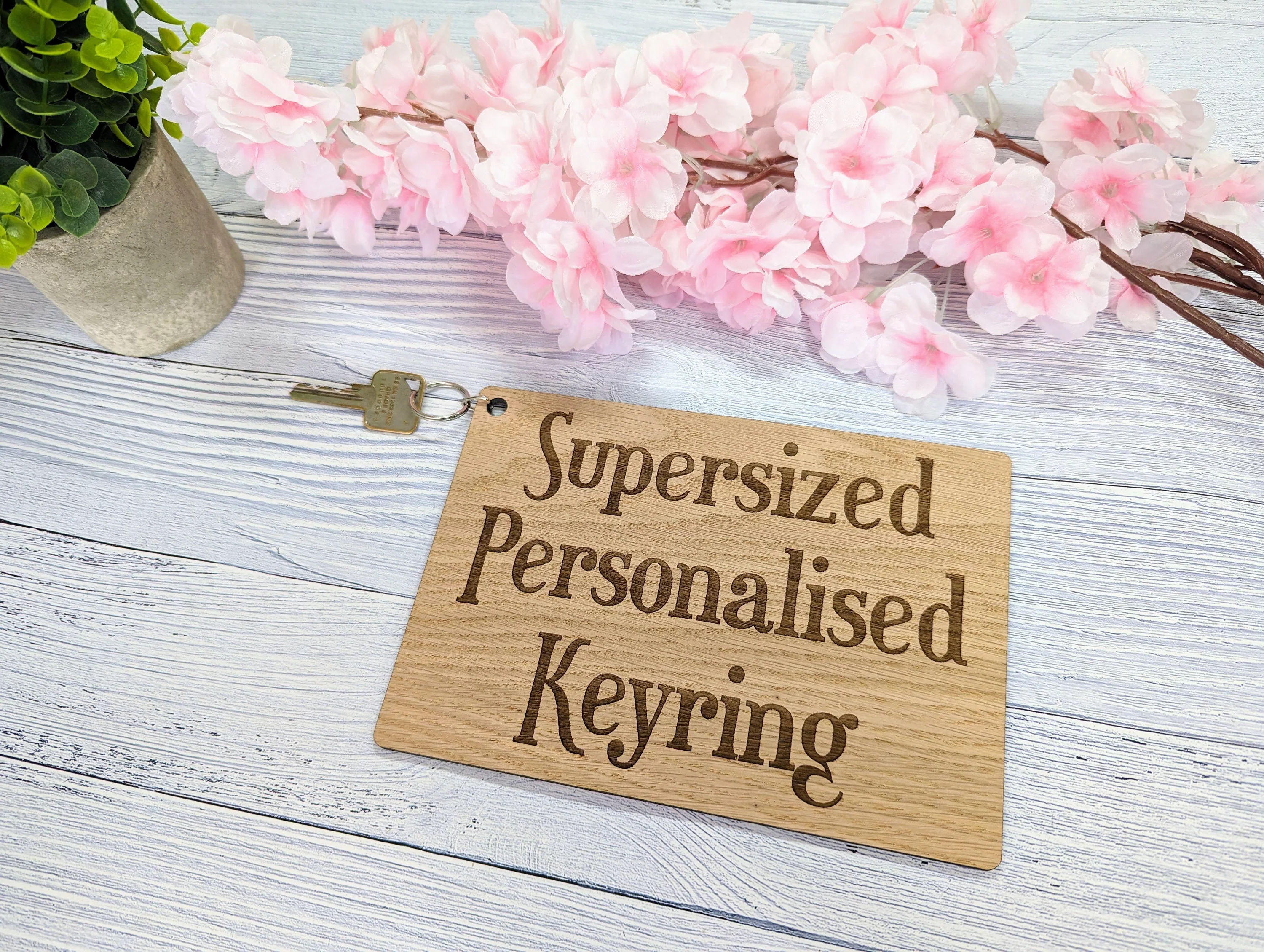 Supersized A4 Wooden Keyring - 297x210mm - Personalise with Any Text - Ideal for Special Occasions or Unique Gifts - Image 3