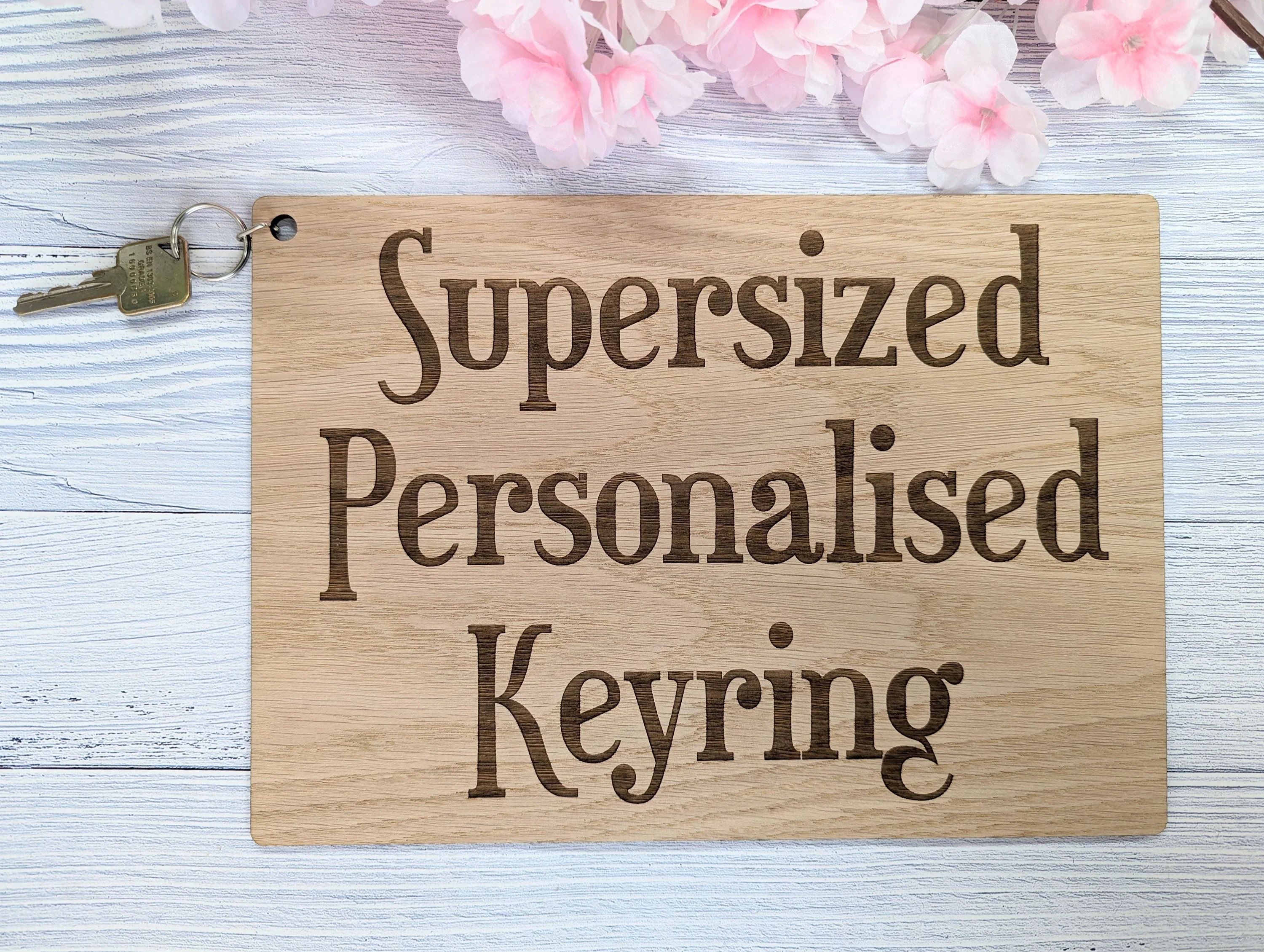 Supersized A4 Wooden Keyring - 297x210mm - Personalise with Any Text - Ideal for Special Occasions or Unique Gifts - Image 4