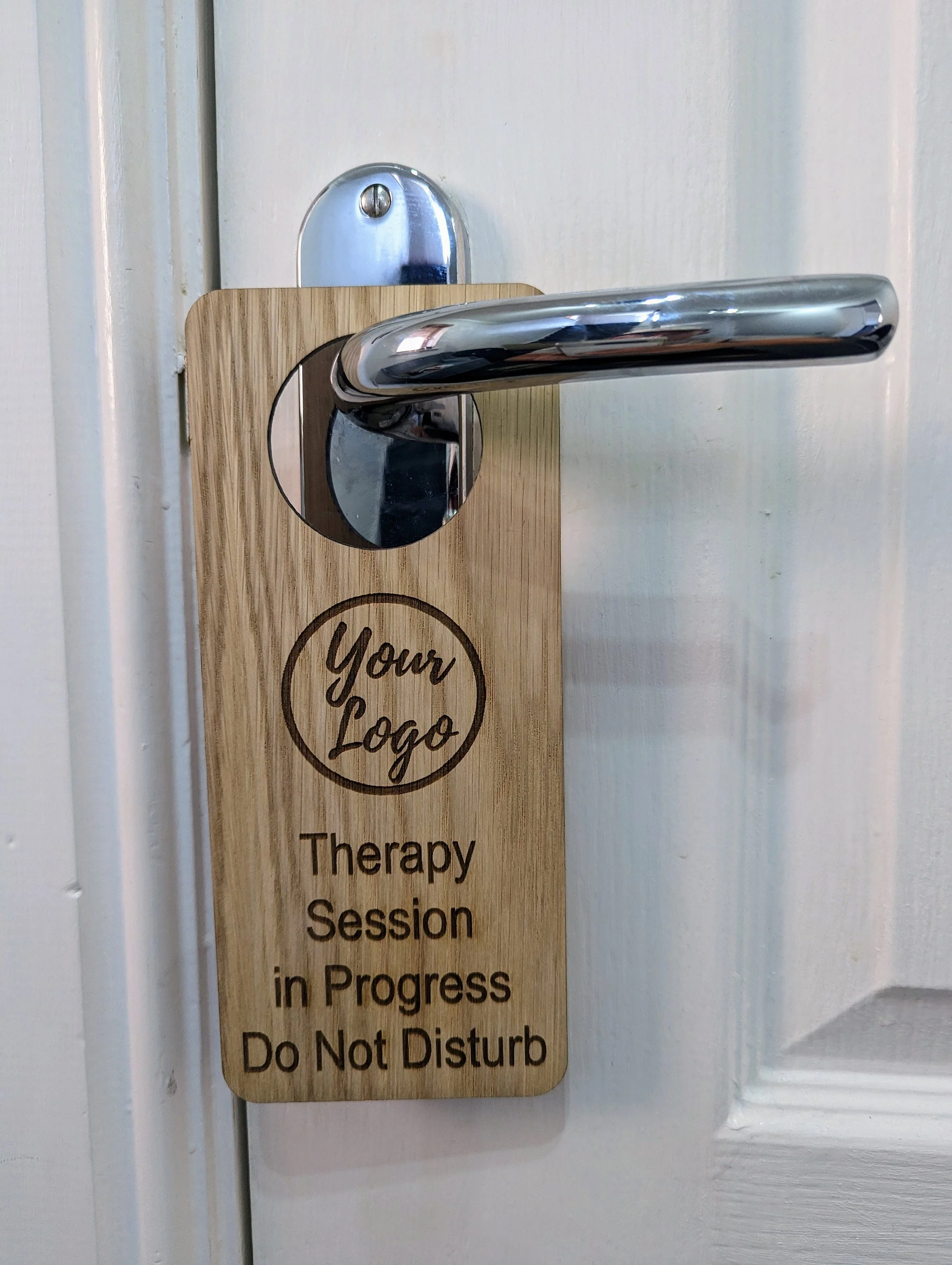Therapy Session in Progress, Do Not Disturb - Door Hanger, Personalised Therapist Sign, Room Sign, Study Room Sign, Office Sign, Oak Plaque - Image 3