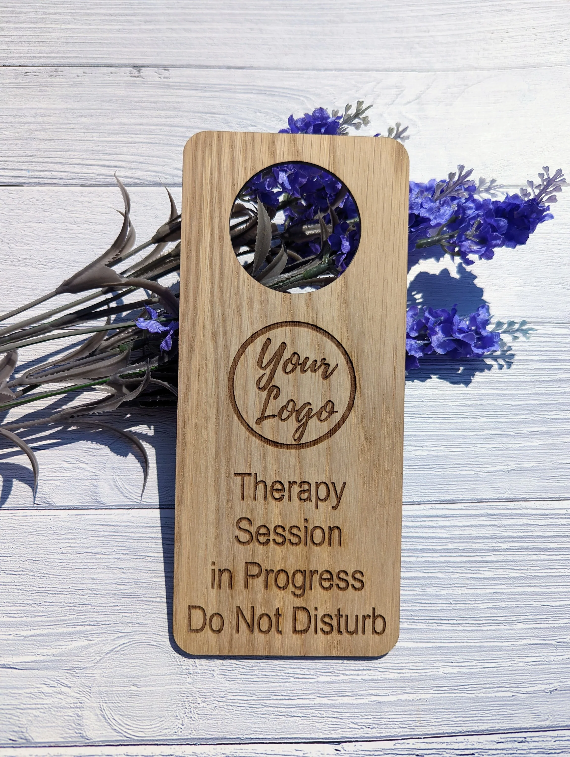 Therapy Session in Progress, Do Not Disturb - Door Hanger, Personalised Therapist Sign, Room Sign, Study Room Sign, Office Sign, Oak Plaque - Image 4