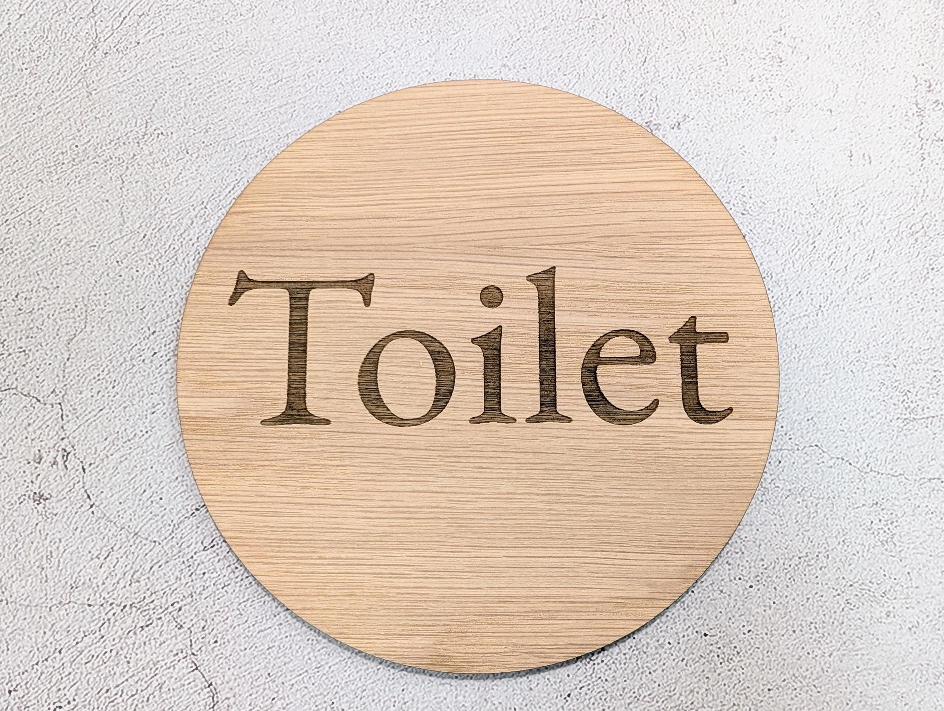 Toilet Door Sign – Circular Oak Veneered Wooden Bathroom Sign, Indoor Use Only, Handmade in Wales, Plastic-Free Packaging, 2 Sizes - Image 5