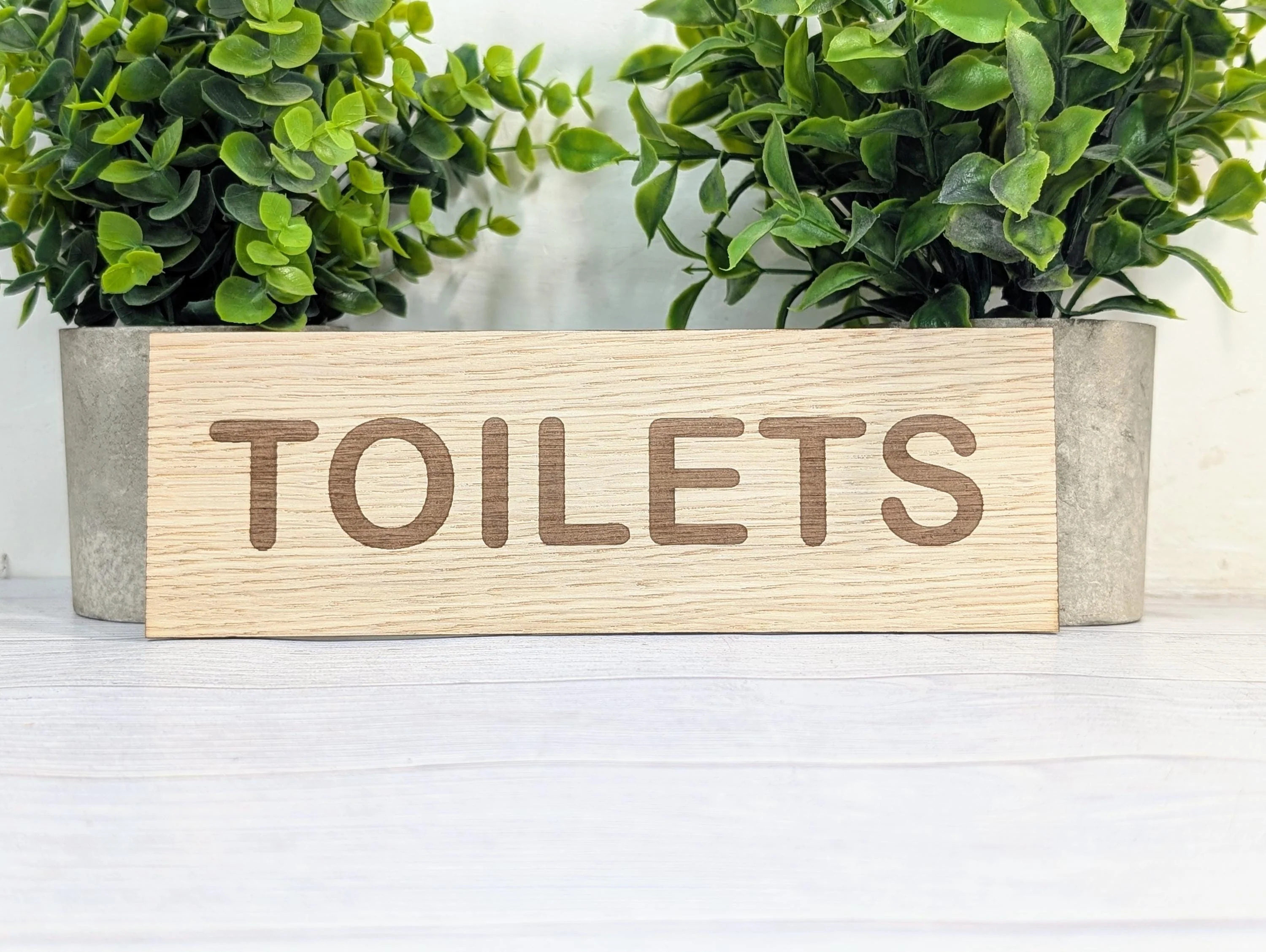 Toilets Sign – Personalised Wooden Toilet Door Sign | Custom Text Oak Veneer Wall Plaque | Private Shop Cafe Warehouse Office Signage - Image 2