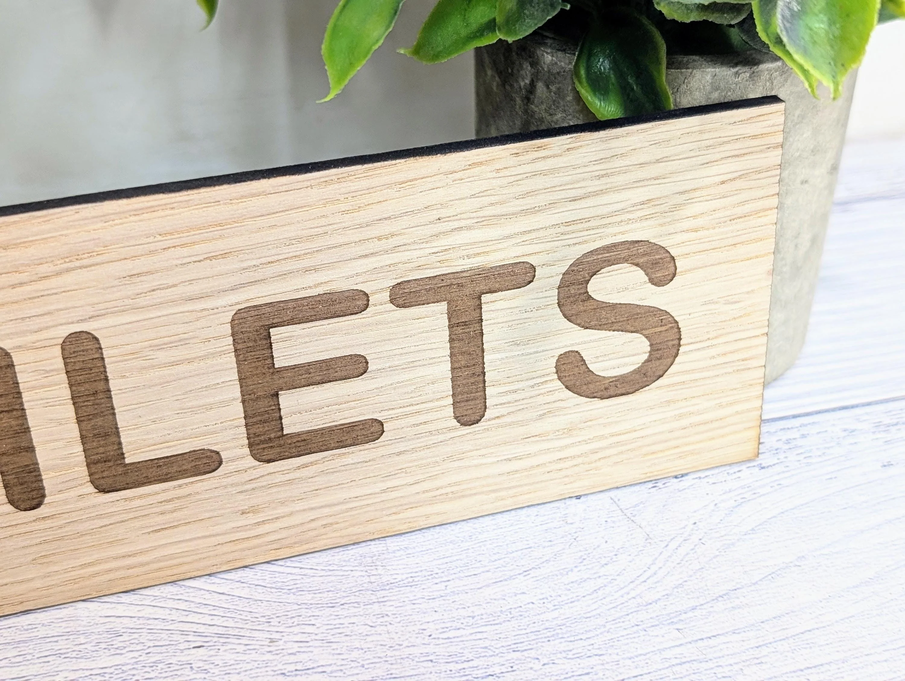 Toilets Sign – Personalised Wooden Toilet Door Sign | Custom Text Oak Veneer Wall Plaque | Private Shop Cafe Warehouse Office Signage - Image 5