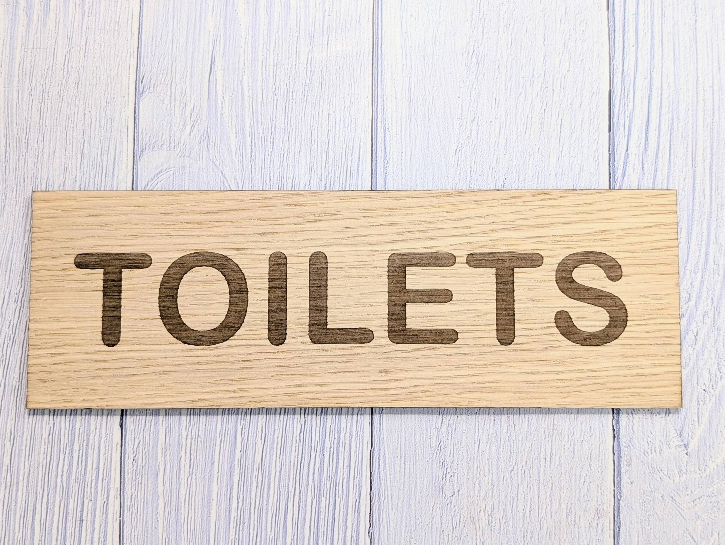 Toilets Sign – Personalised Wooden Toilet Door Sign | Custom Text Oak Veneer Wall Plaque | Private Shop Cafe Warehouse Office Signage - Image 6