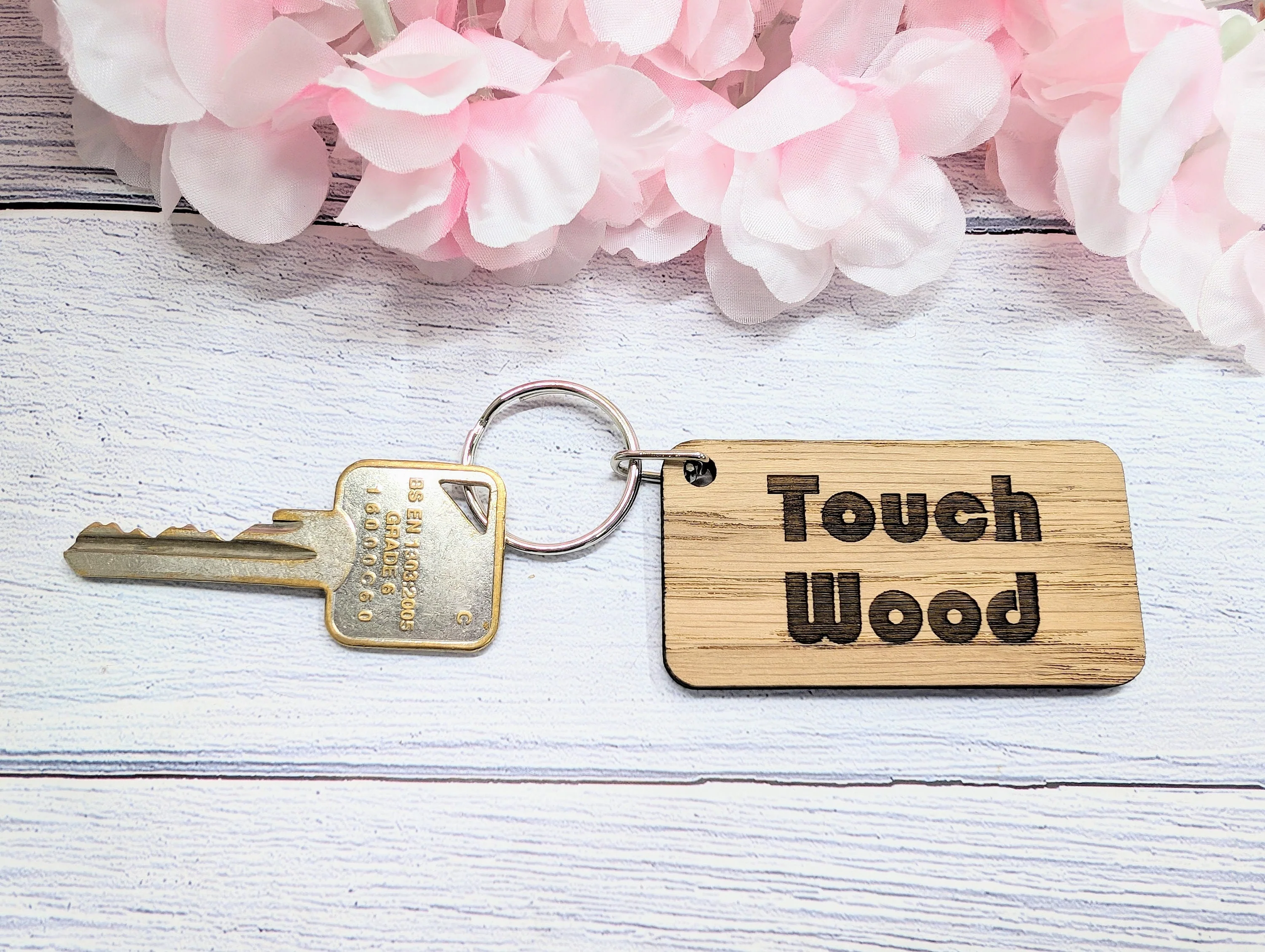 Touch Wood Oak Veneer Keyring - 65x35mm, Superstition Gift | Crafted in Wales, Unique Keepsake, Perfect for Superstitious Folk, Eco-Friendly - Image 2