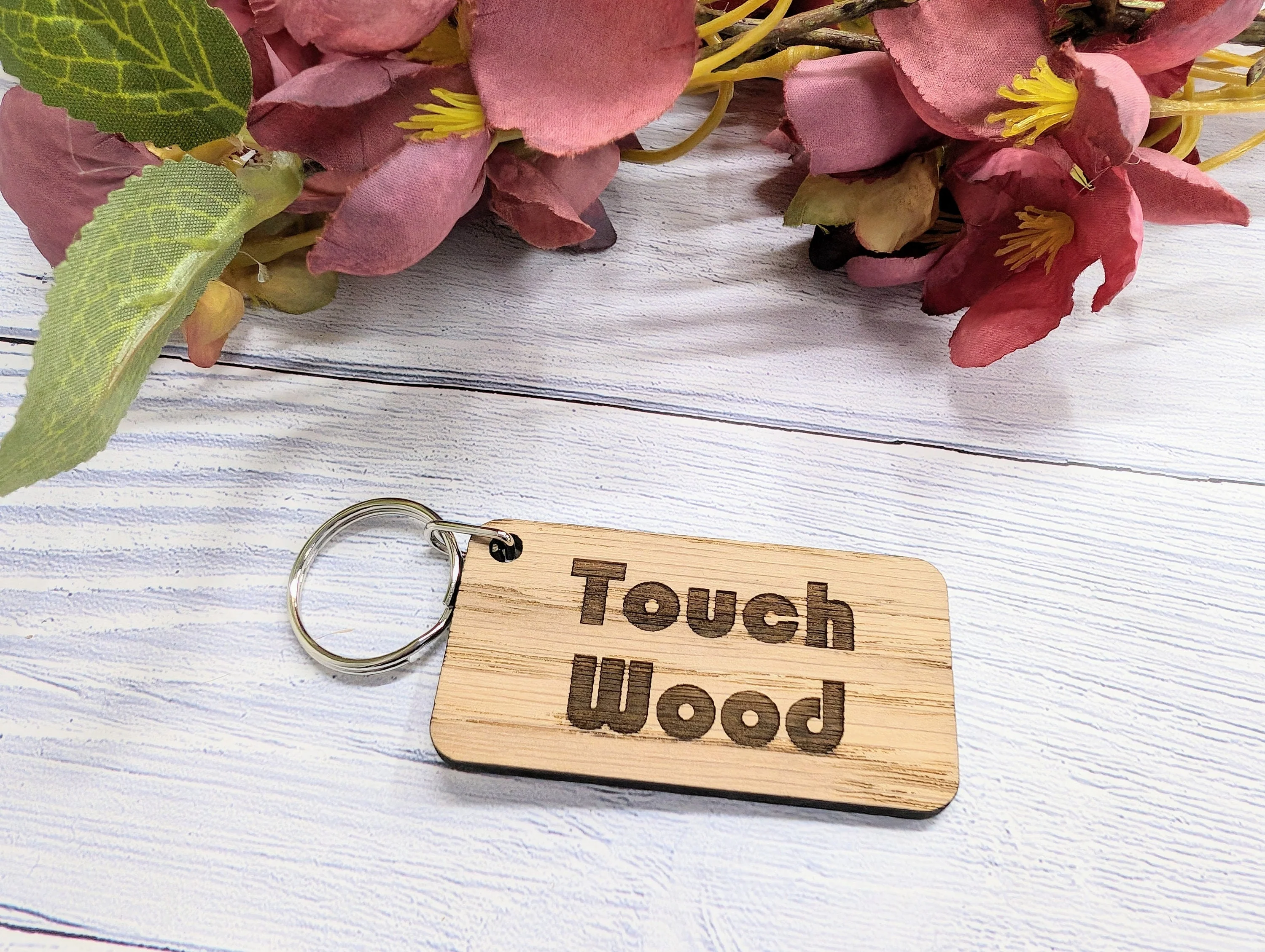 Touch Wood Oak Veneer Keyring - 65x35mm, Superstition Gift | Crafted in Wales, Unique Keepsake, Perfect for Superstitious Folk, Eco-Friendly - Image 3