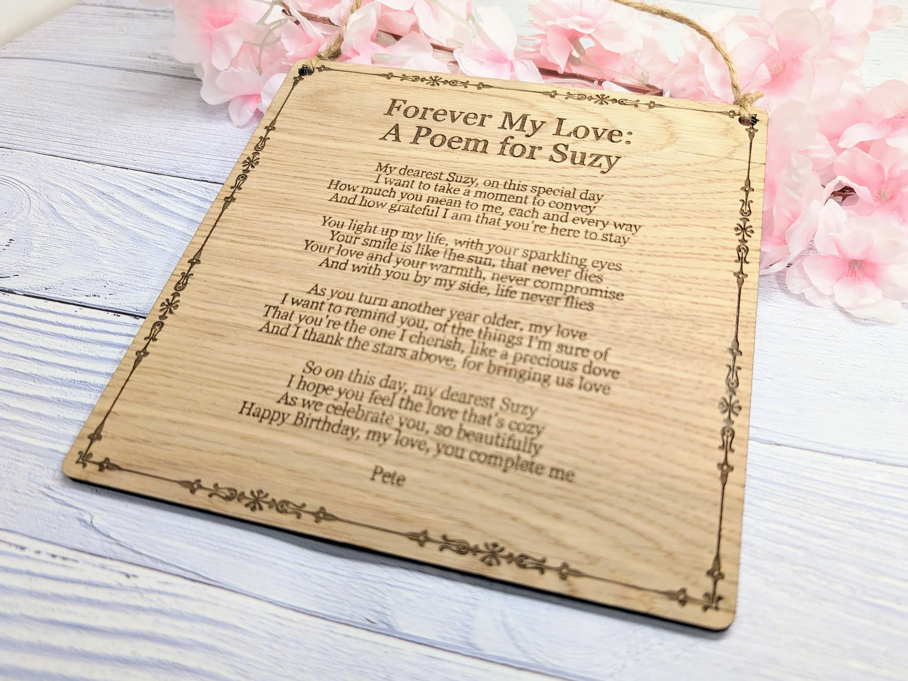 Traditional Style Engraved Wall Plaque | Personalised Poem or Text | Oak Veneer MDF | Classic Home & Business Decor | Eco-Conscious - Image 3