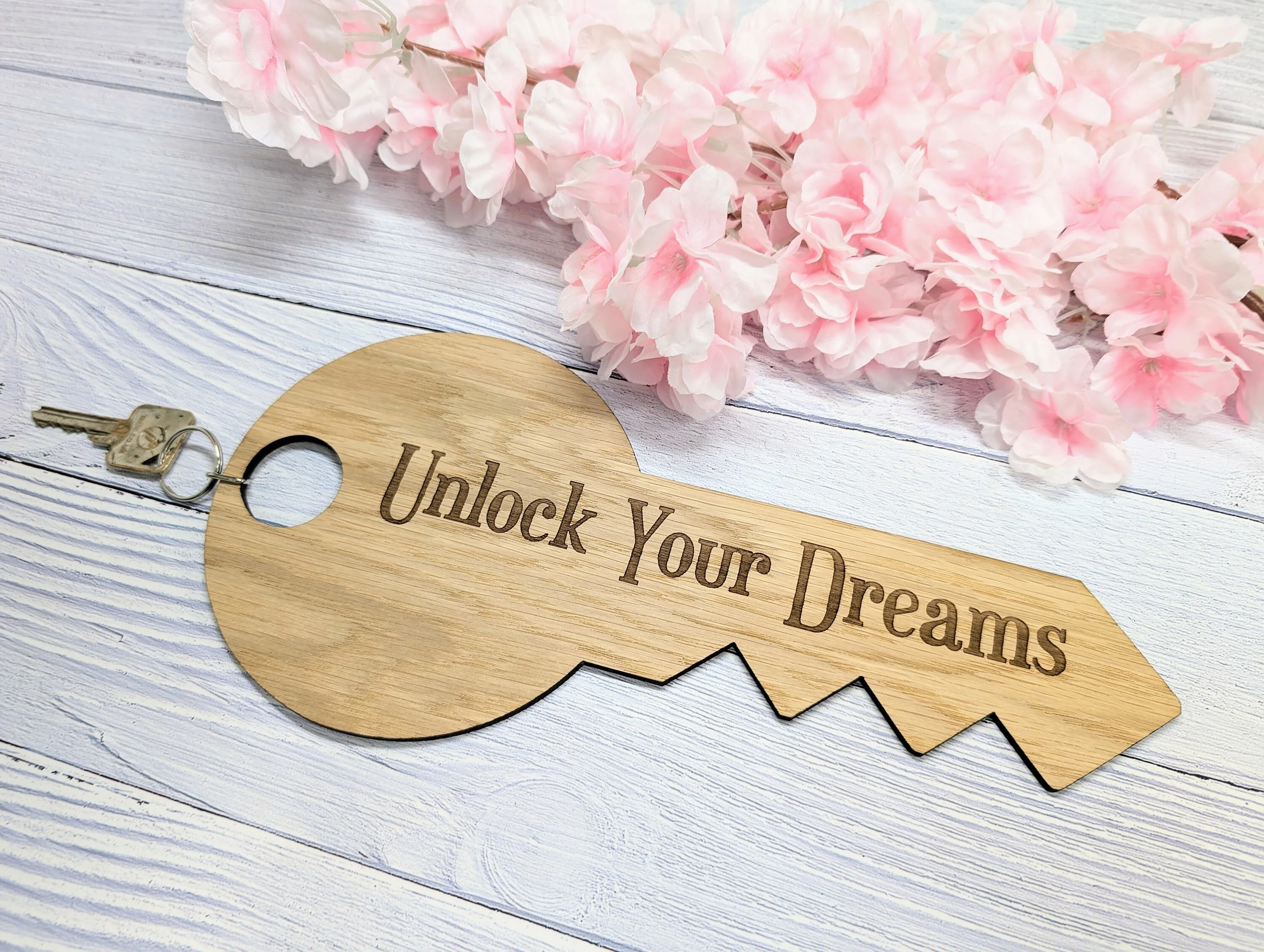 Unlock Your Dreams - Oversized Key-Shaped Wooden Keyring - Inspirational Accessory - Image 5